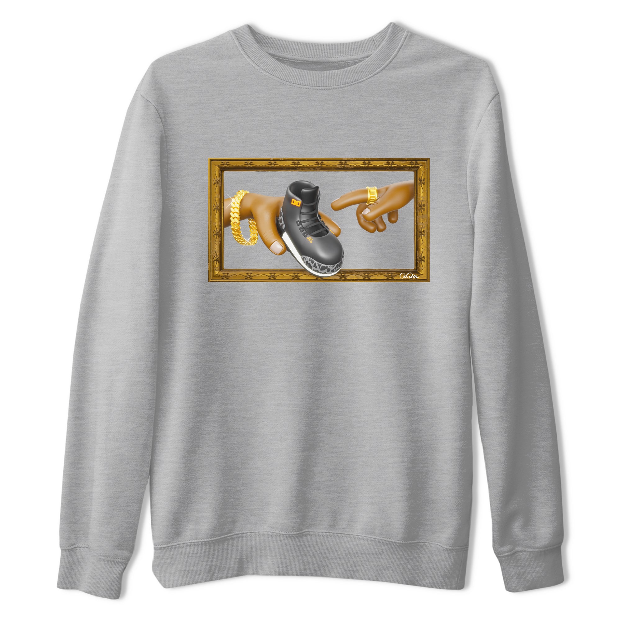 Air Jordan 3 Fear shirt to match jordans The Creation of Adam sneaker tees AJ3 Fear Drip Gear Zone Unisex Heather Grey 2 T-Shirt