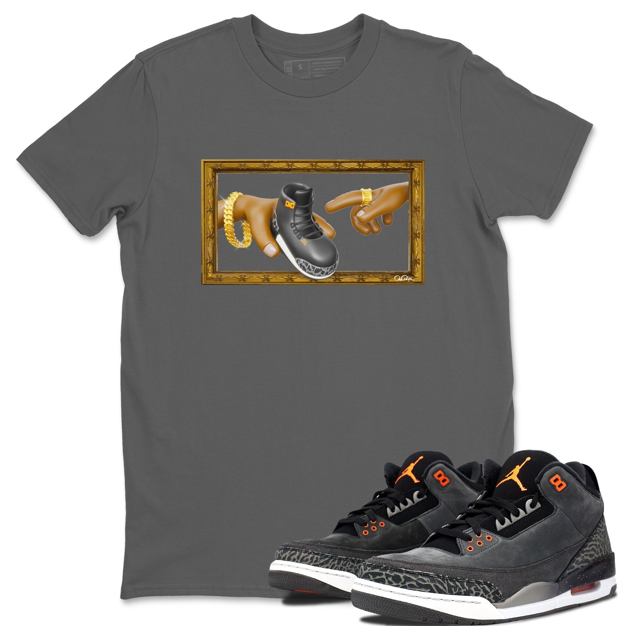 Air Jordan 3 Fear shirt to match jordans The Creation of Adam sneaker tees AJ3 Fear Drip Gear Zone Unisex Cool Grey 1 T-Shirt