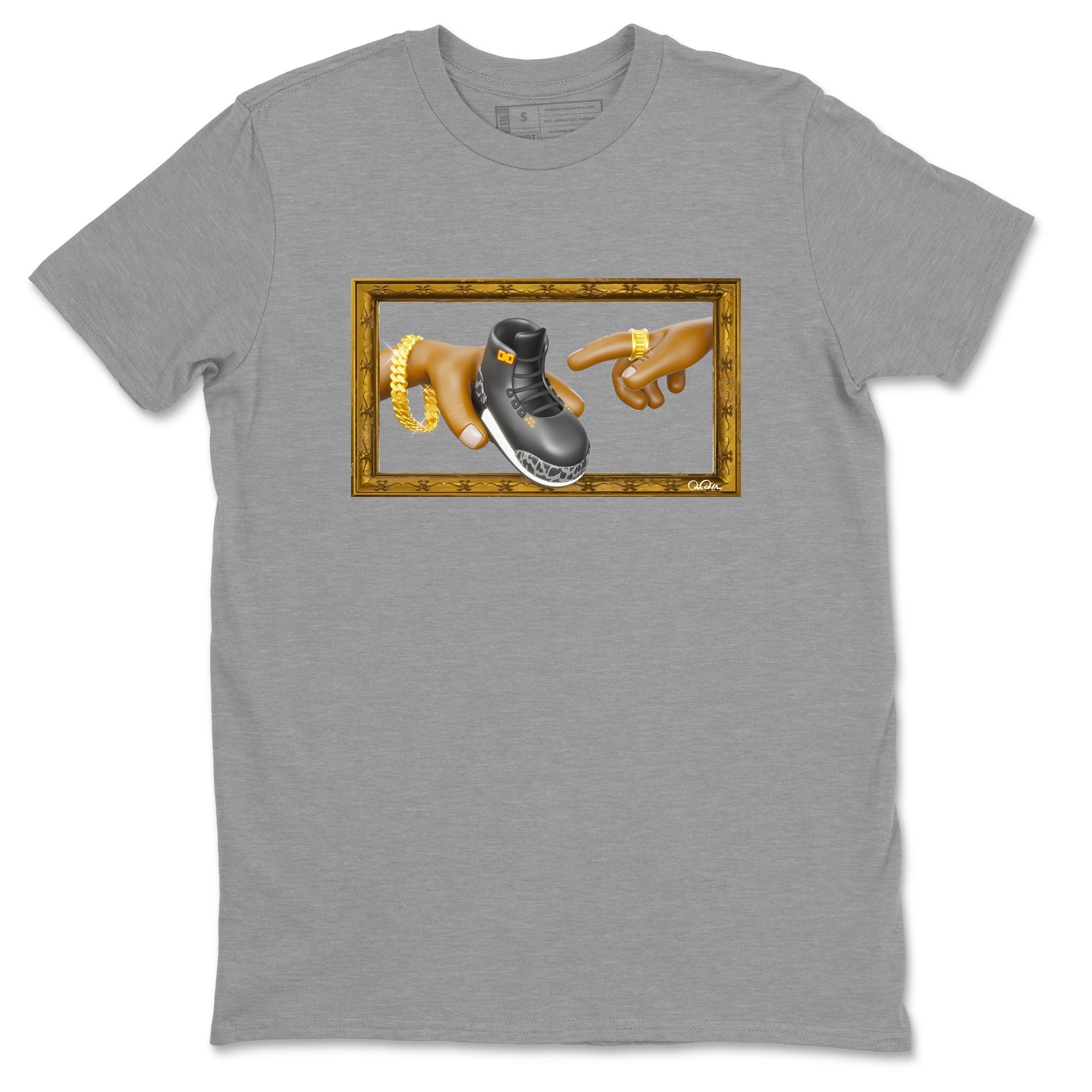 Air Jordan 3 Fear shirt to match jordans The Creation of Adam sneaker tees AJ3 Fear Drip Gear Zone Unisex Heather Grey 2 T-Shirt