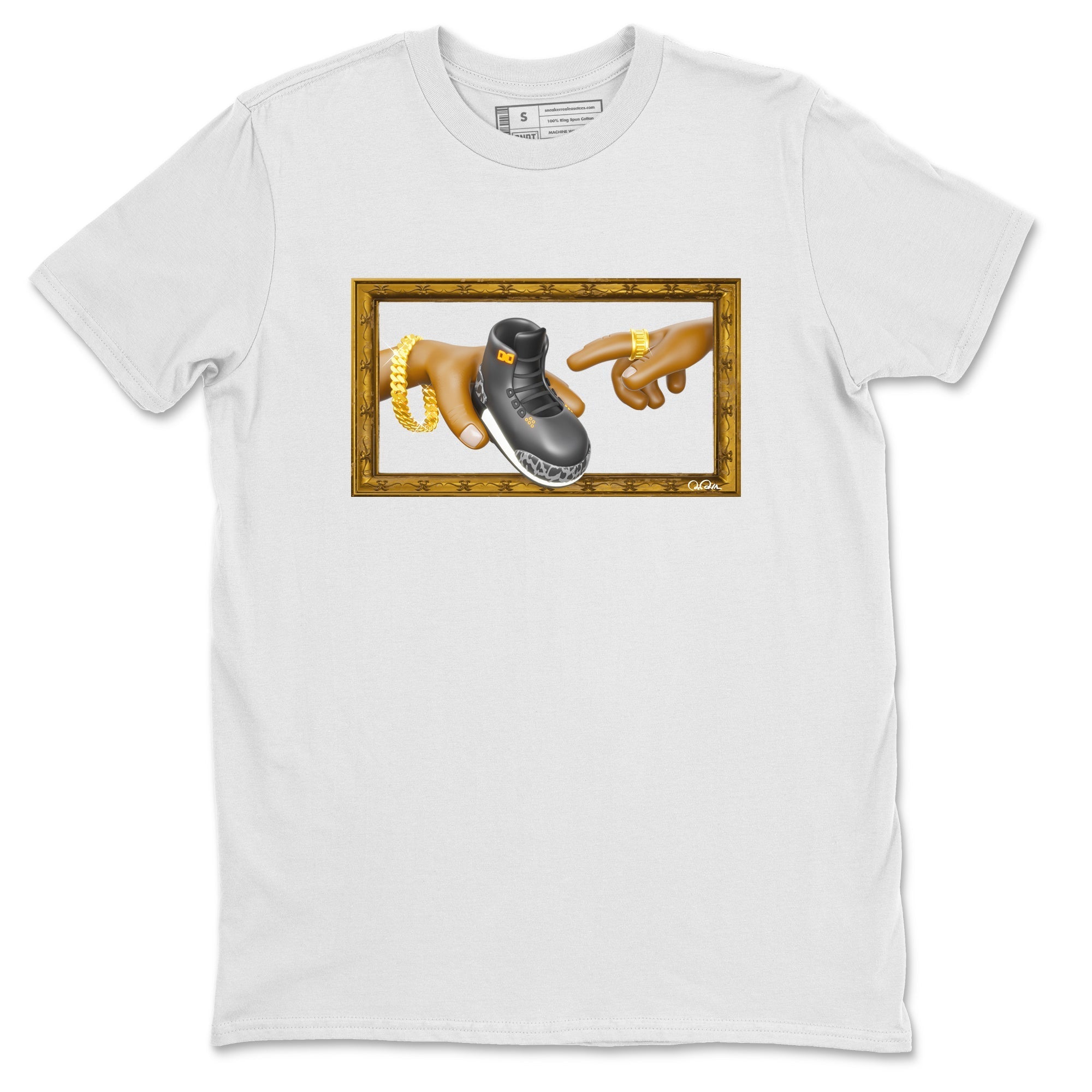 Air Jordan 3 Fear shirt to match jordans The Creation of Adam sneaker tees AJ3 Fear Drip Gear Zone Unisex White 2 T-Shirt