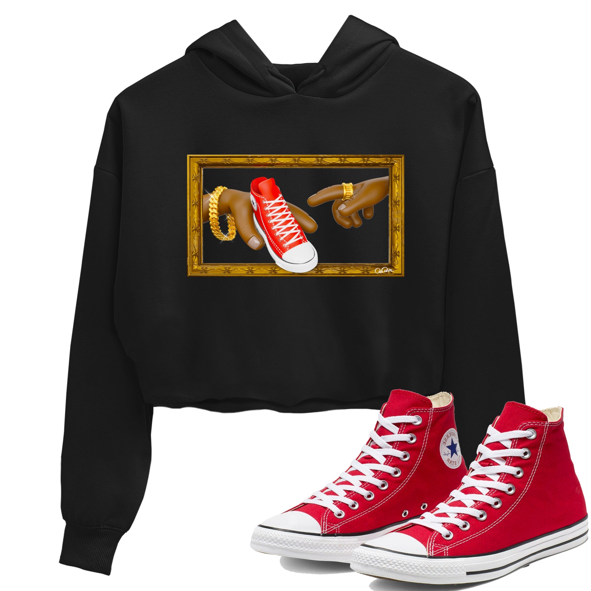 Converse High Top Red shirt to match sneakers The Creation Of Adam sneaker tees Shoes Match Converse High Top Red Drip Gear Zone Sneaker Tee Black 1 Crop T-Shirt