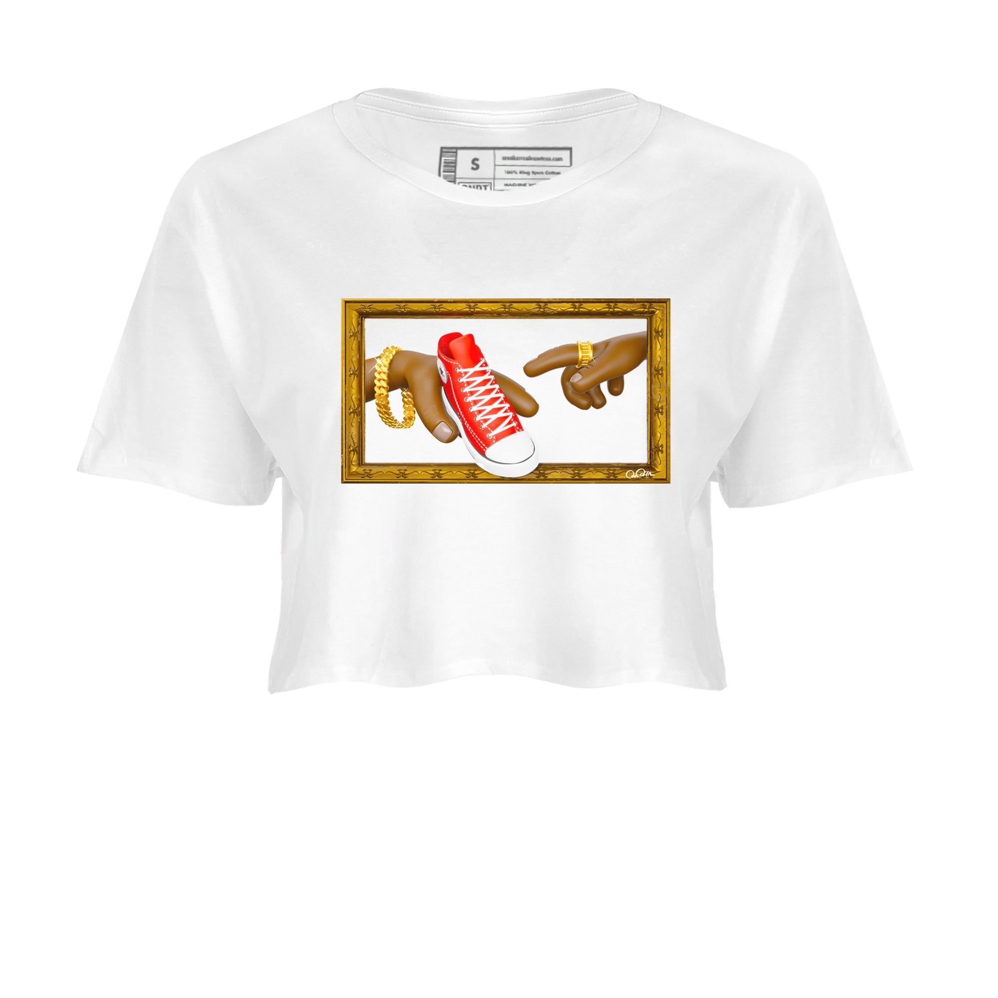 Converse High Top Red shirt to match sneakers The Creation Of Adam sneaker tees Shoes Match Converse High Top Red Drip Gear Zone Sneaker Tee White 2 Crop T-Shirt