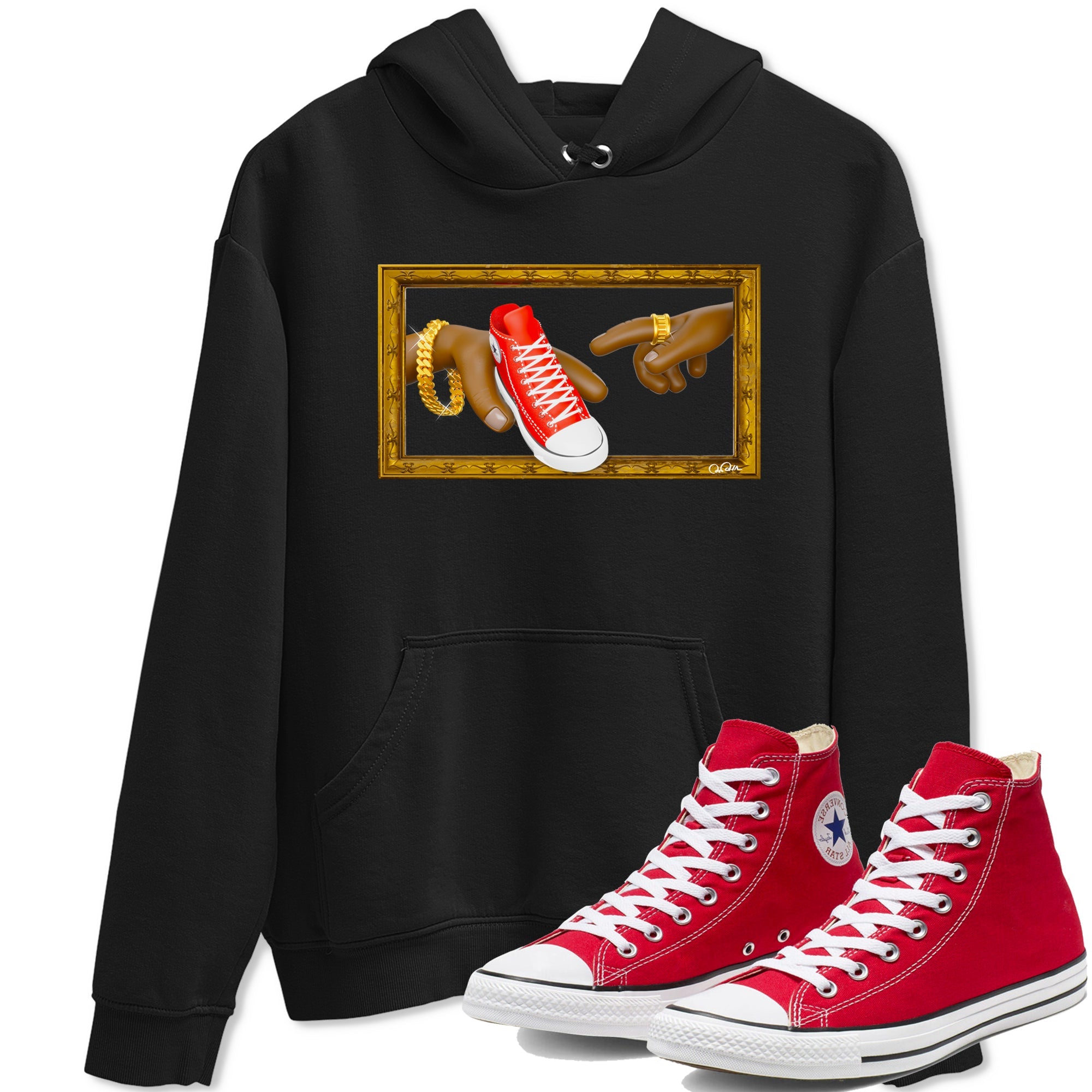 Converse High Top Red shirt to match sneakers The Creation Of Adam sneaker tees Shoes Match Converse High Top Red Drip Gear Zone Sneaker Tee Unisex Black 1 T-Shirt