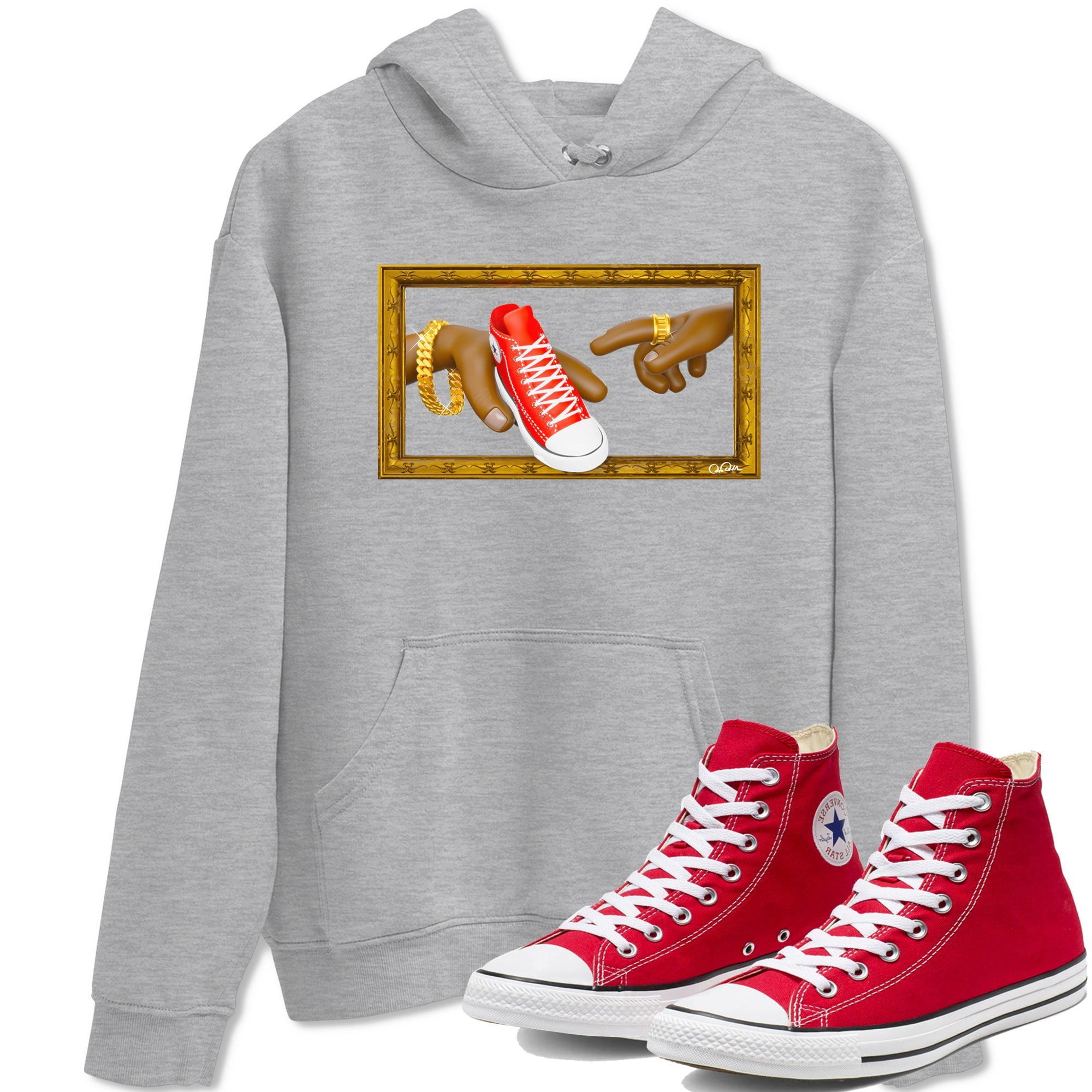 Converse High Top Red shirt to match sneakers The Creation Of Adam sneaker tees Shoes Match Converse High Top Red Drip Gear Zone Sneaker Tee Unisex Heather Grey 1 T-Shirt