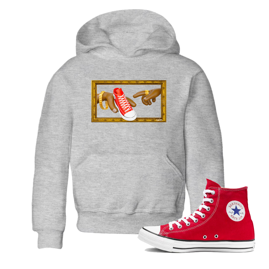 Converse High Top Red shirt to match sneakers The Creation Of Adam sneaker tees Shoes Match Converse High Top Red Drip Gear Zone Sneaker Tee Baby Toddler Heather Grey 1 T-Shirt