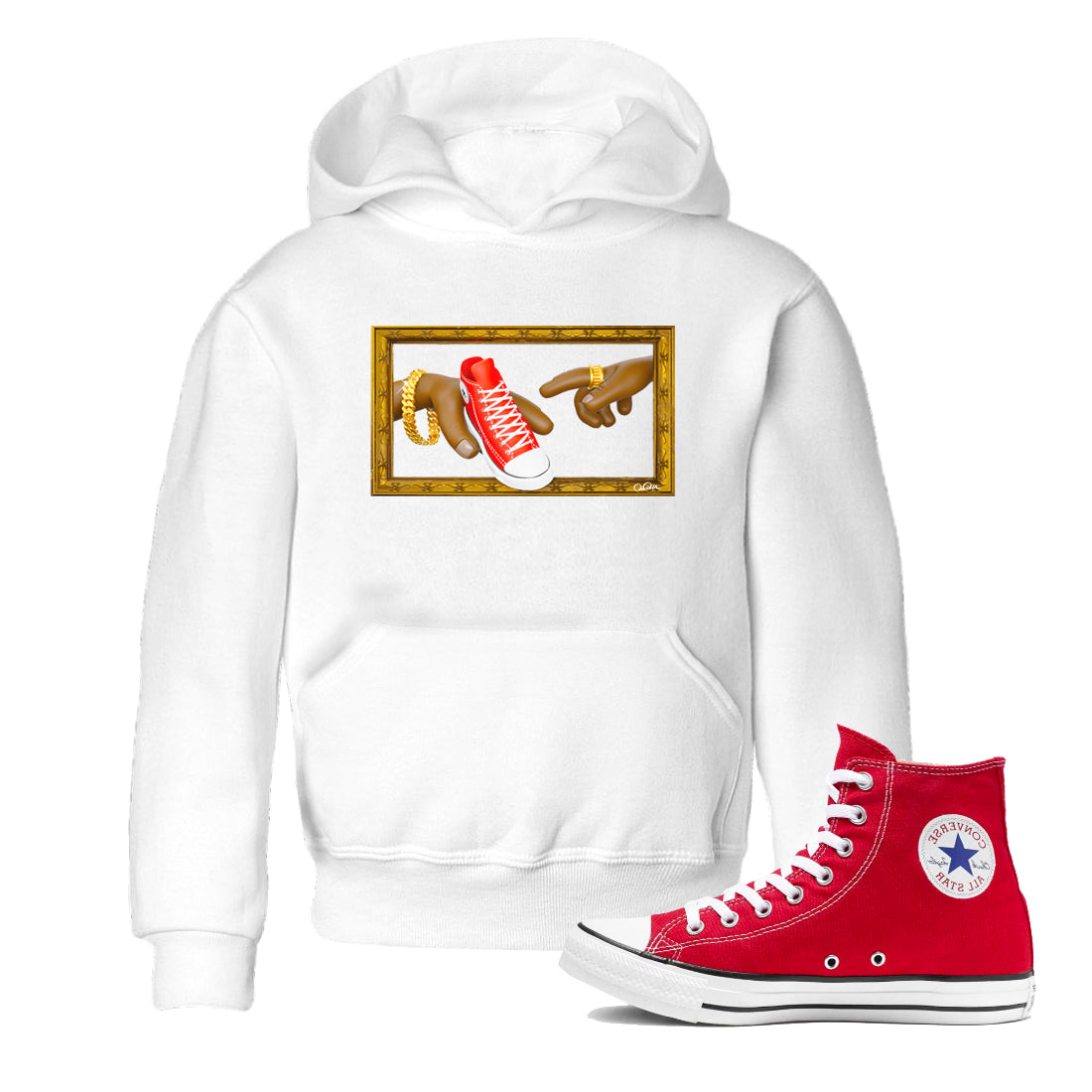 Converse High Top Red shirt to match sneakers The Creation Of Adam sneaker tees Shoes Match Converse High Top Red Drip Gear Zone Sneaker Tee Baby Toddler White 1 T-Shirt