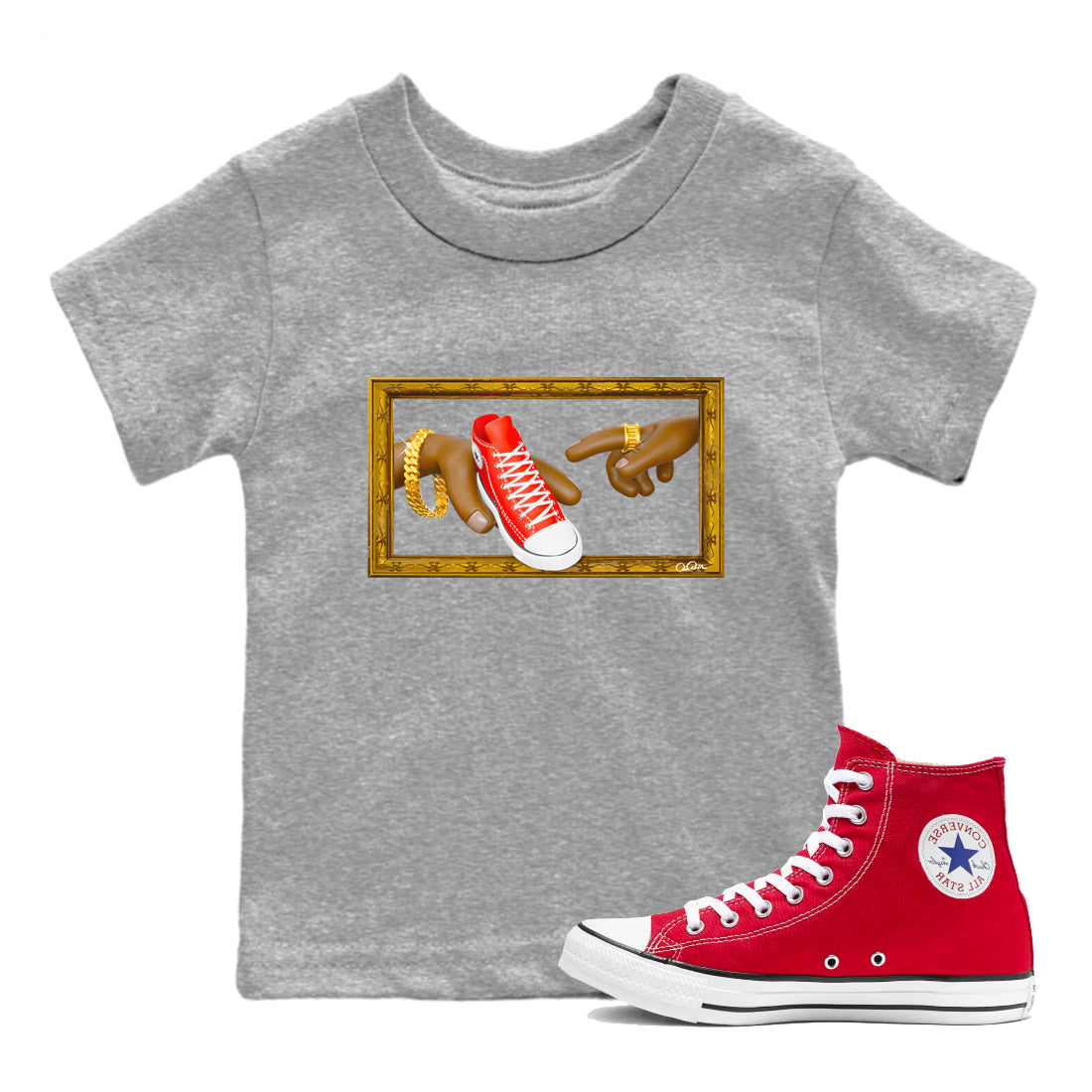 Converse High Top Red shirt to match sneakers The Creation Of Adam sneaker tees Shoes Match Converse High Top Red Drip Gear Zone Sneaker Tee Baby Toddler Heather Grey 1 T-Shirt