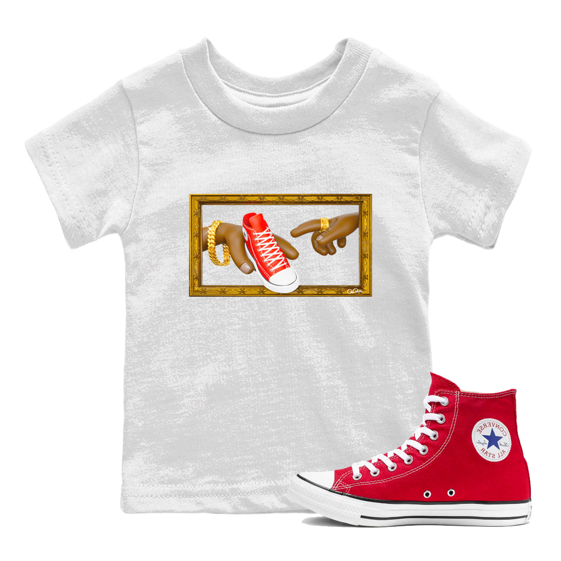 Converse High Top Red shirt to match sneakers The Creation Of Adam sneaker tees Shoes Match Converse High Top Red Drip Gear Zone Sneaker Tee Baby Toddler White 1 T-Shirt