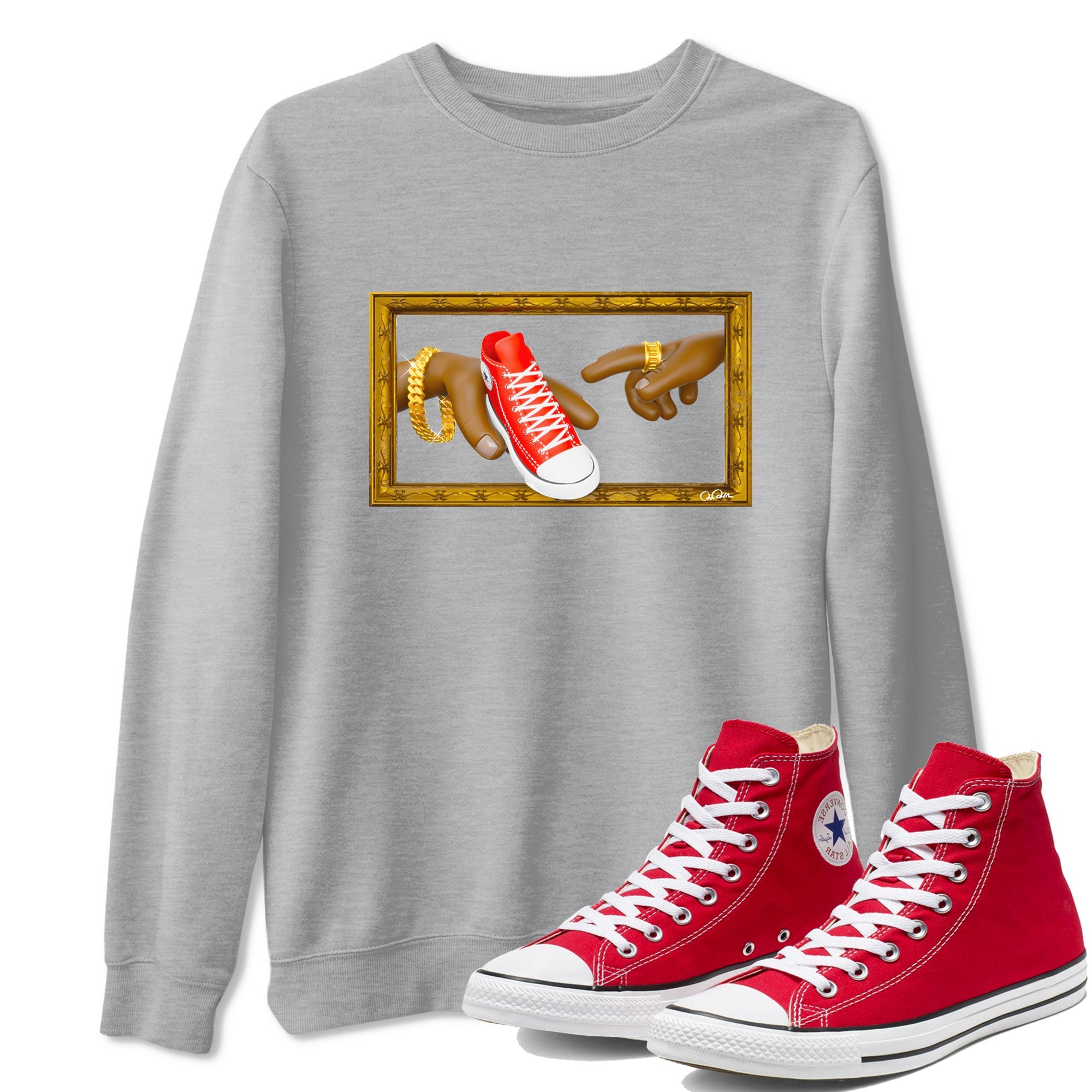 Converse High Top Red shirt to match sneakers The Creation Of Adam sneaker tees Shoes Match Converse High Top Red Drip Gear Zone Sneaker Tee Unisex Heather Grey 1 T-Shirt