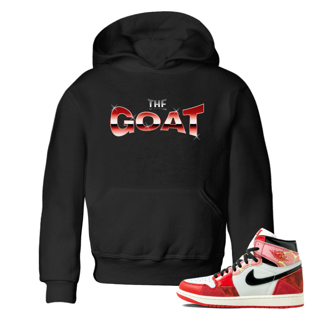 Air Jordan 1 Spider Man Sneaker Match Tees The Goat Sneaker Tees AJ1 OG HIGH Spider Man Drip Gear Zone Kids Shirts Black 1