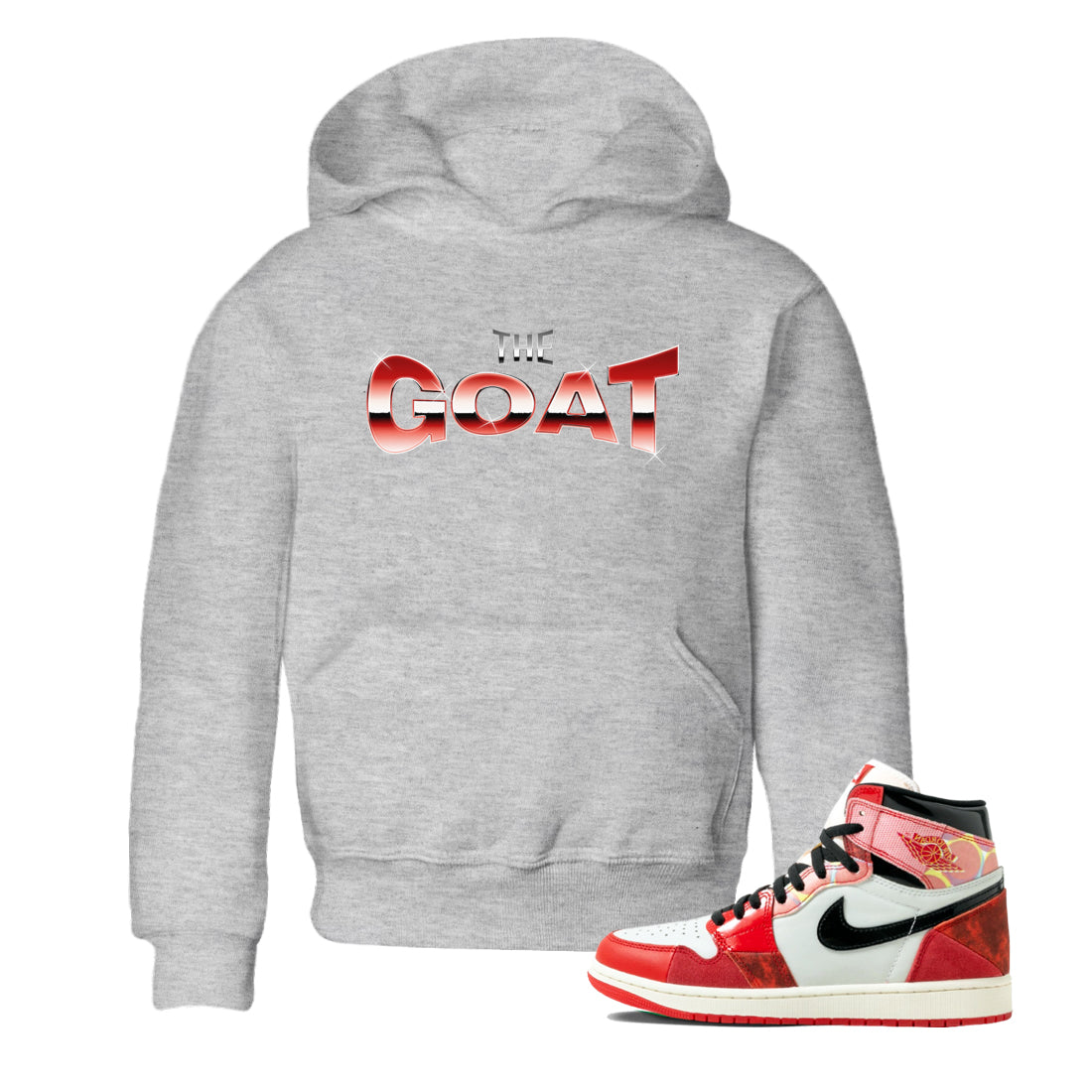 Air Jordan 1 Spider Man Sneaker Match Tees The Goat Sneaker Tees AJ1 OG HIGH Spider Man Drip Gear Zone Kids Shirts Heather Grey 1