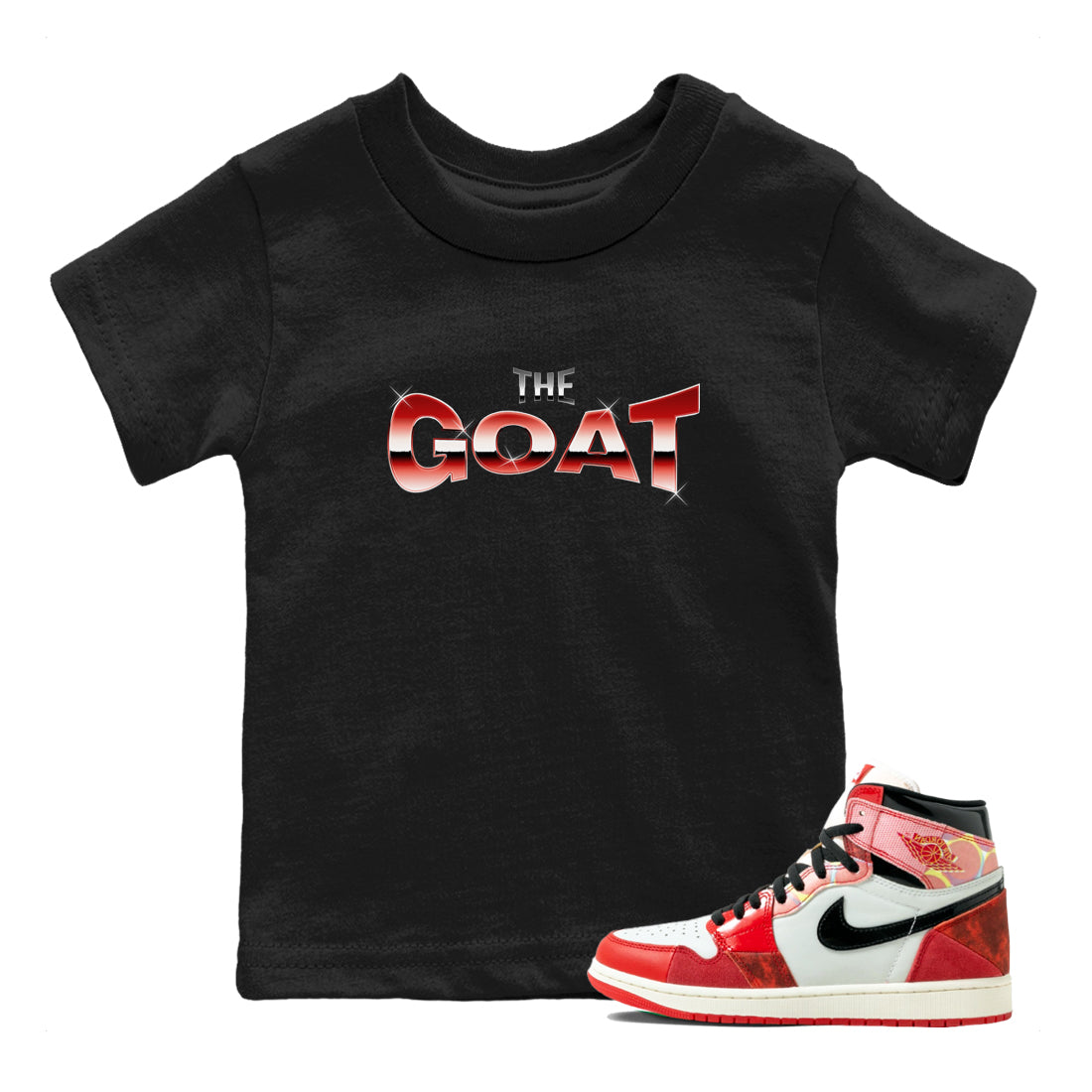 Air Jordan 1 Spider Man Sneaker Match Tees The Goat Sneaker Tees AJ1 OG HIGH Spider Man Drip Gear Zone Kids Shirts Black 1