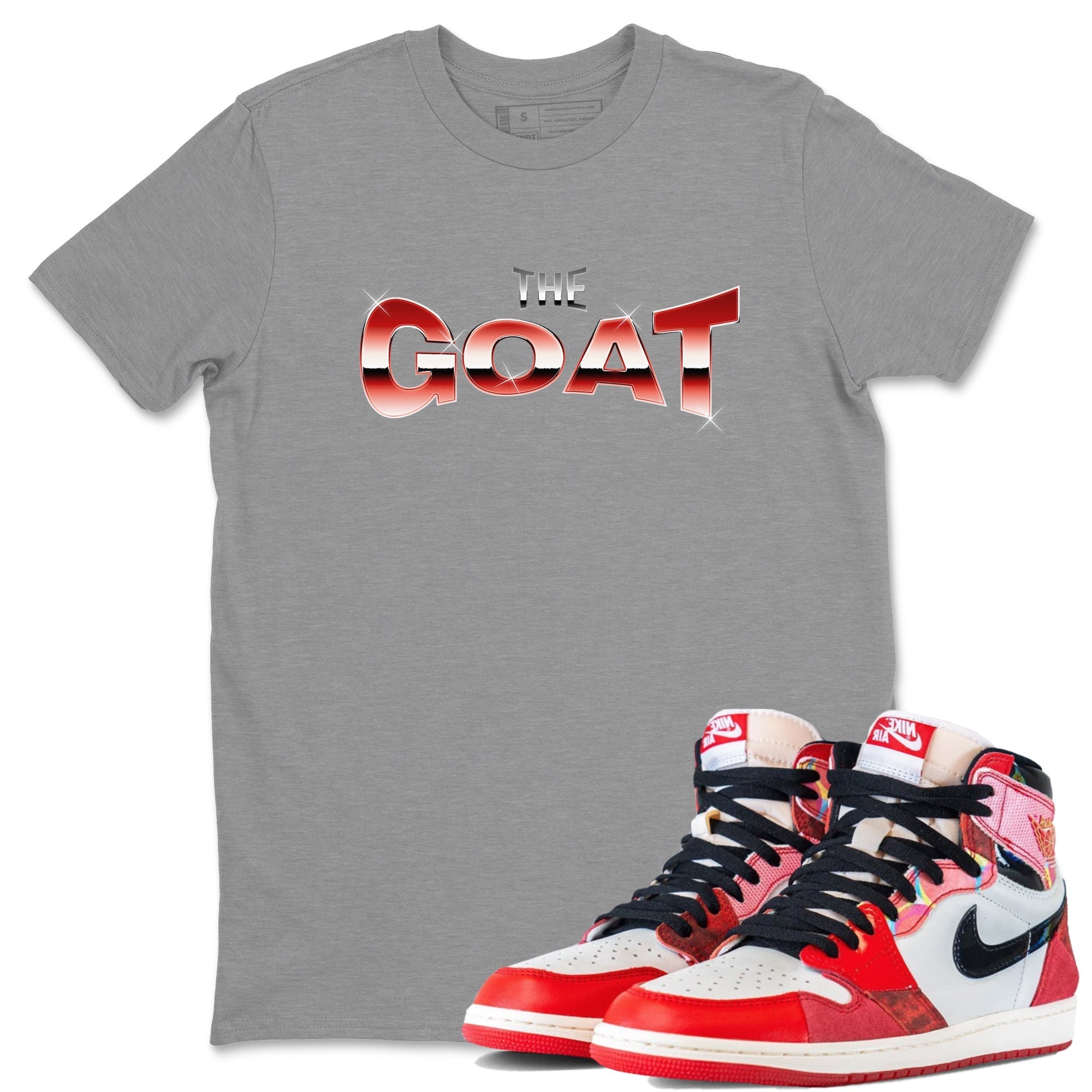Air Jordan 1 Spider Man Sneaker Match Tees The Goat Sneaker Tees AJ1 OG HIGH Spider Man Drip Gear Zone Unisex Shirts Heather Grey 1