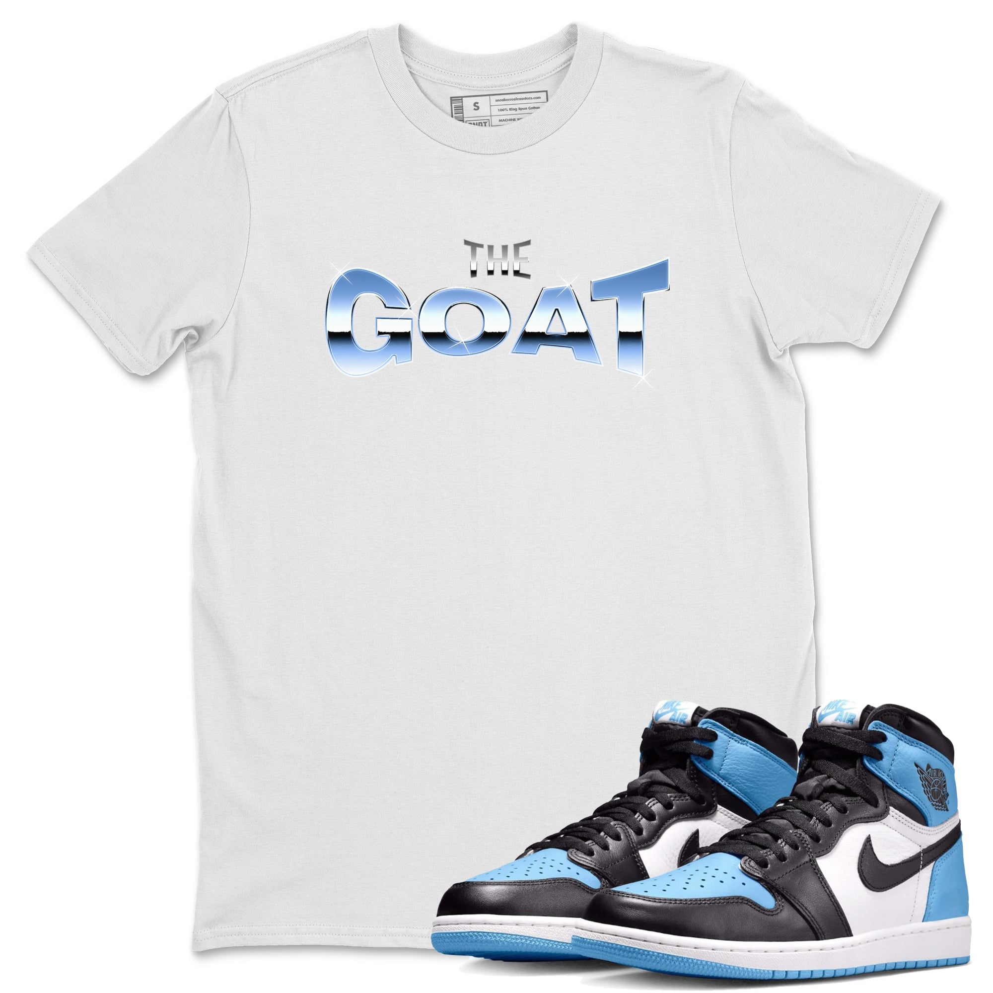 Air Jordan 1 Retro High OG UNC Toe Shirt to match Jordans The GOAT Streetwear Sneaker Shirt 1s UNC Toe Drip Gear Zone Sneaker Matching Clothing Crew Neck T-Shirts White 1