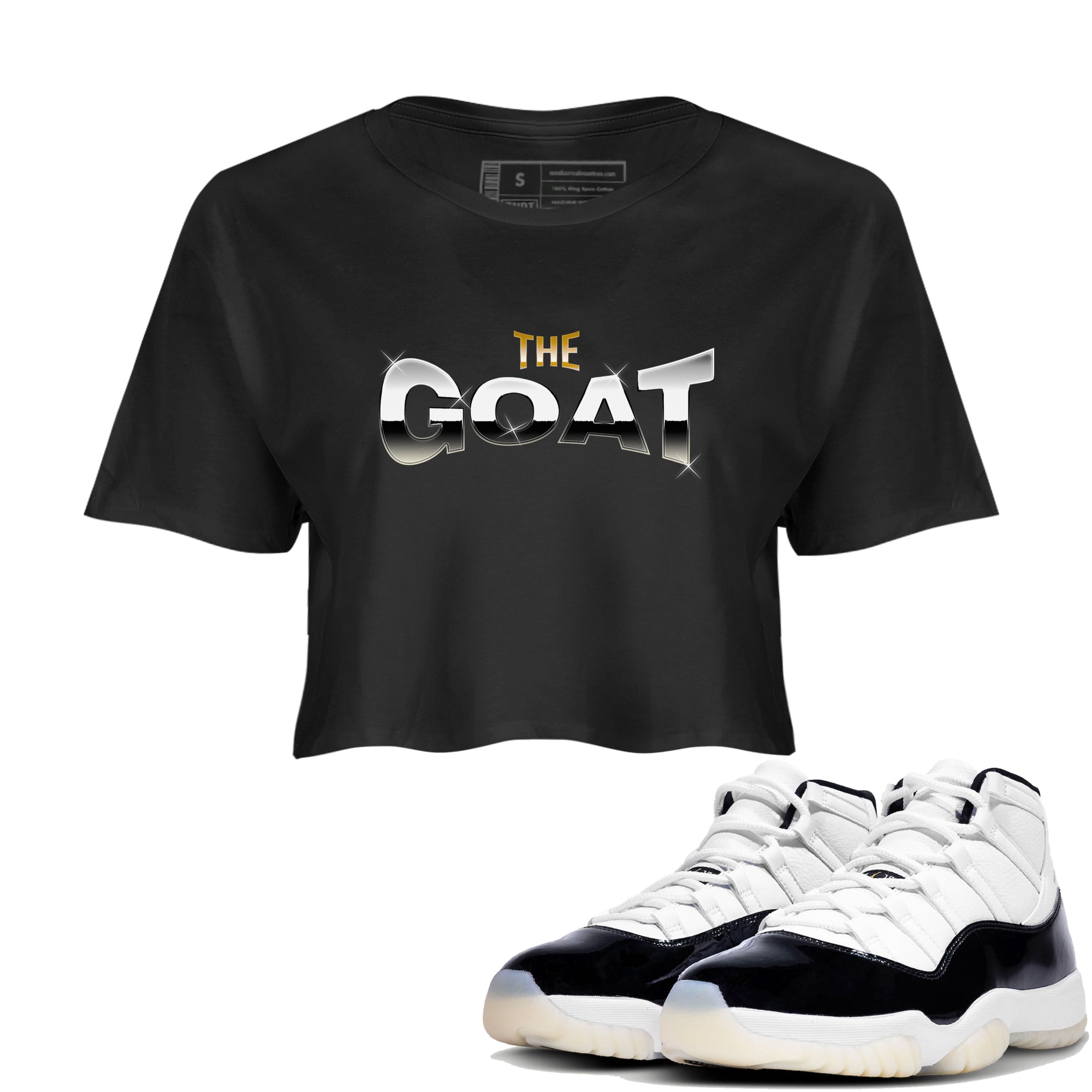 Air Jordan 11 Gratitude shirt to match jordans The Goat sneaker tees AJ11 Gratitude Drip Gear Zone Black 1 Crop T-Shirt