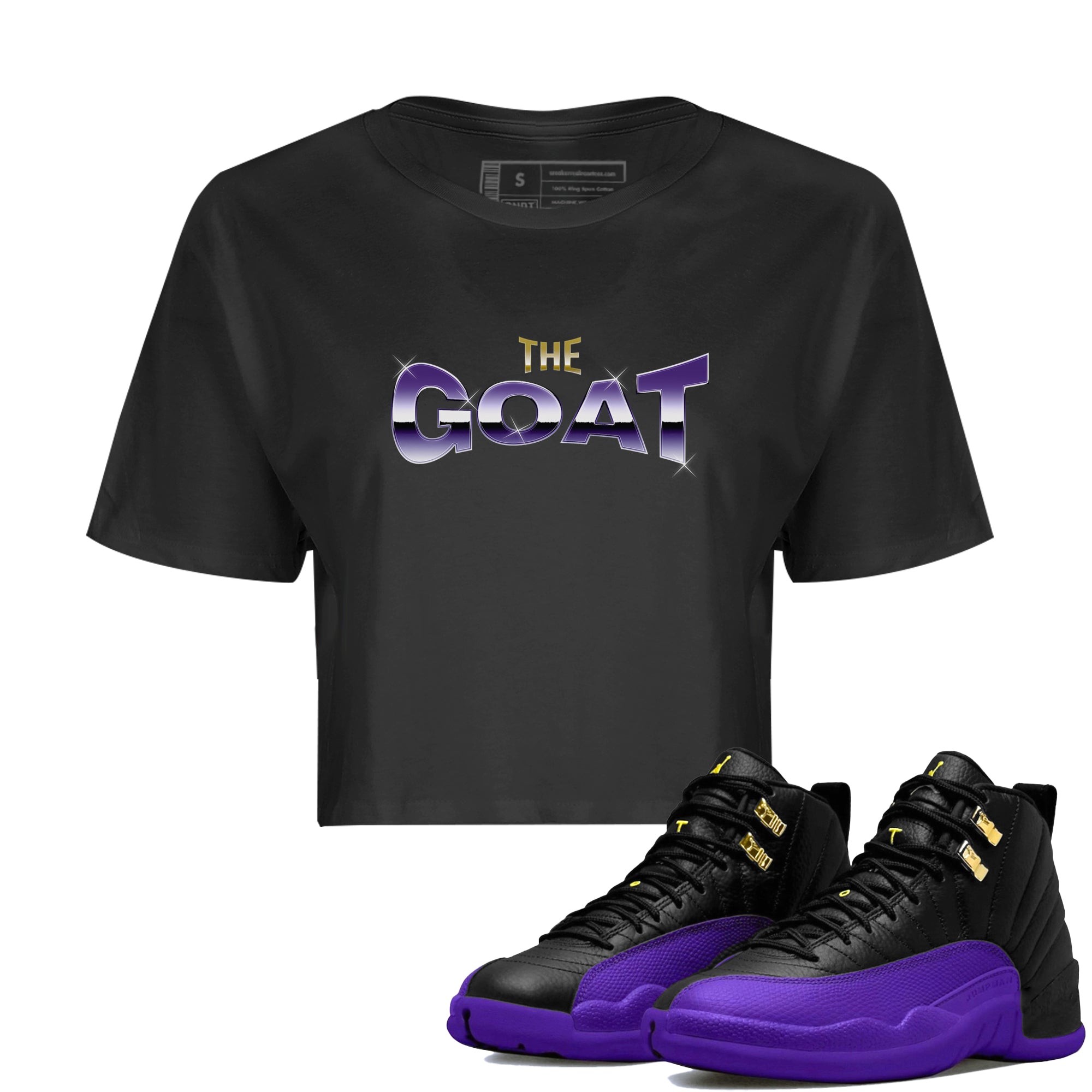 Air Jordan 12 Field Purple Sneaker Match Tees The Goat Sneaker Tees AJ12 Field Purple Sneaker Release Tees Women's Shirts Black 1