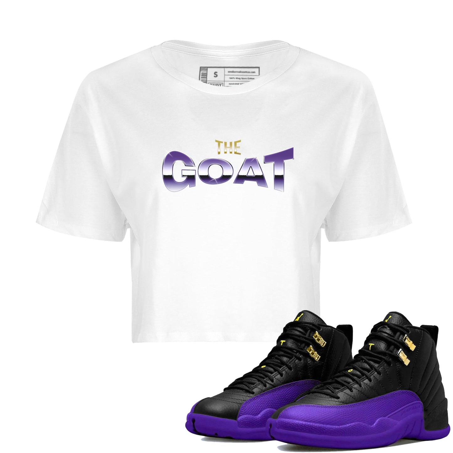 Air Jordan 12 Field Purple Sneaker Match Tees The Goat Sneaker Tees AJ12 Field Purple Sneaker Release Tees Women's Shirts White 1