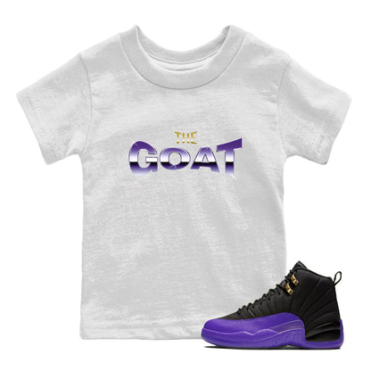 Air Jordan 12 Field Purple Sneaker Match Tees The Goat Sneaker Tees AJ12 Field Purple Sneaker Release Tees Kids Shirts White 1