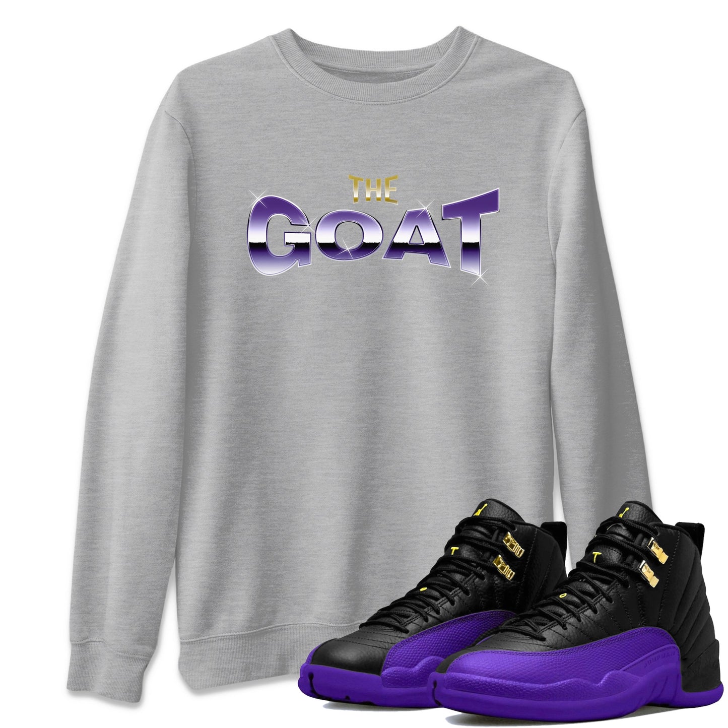 Air Jordan 12 Field Purple Sneaker Match Tees The Goat Sneaker Tees AJ12 Field Purple Sneaker Release Tees Unisex Shirts Heather Grey 1