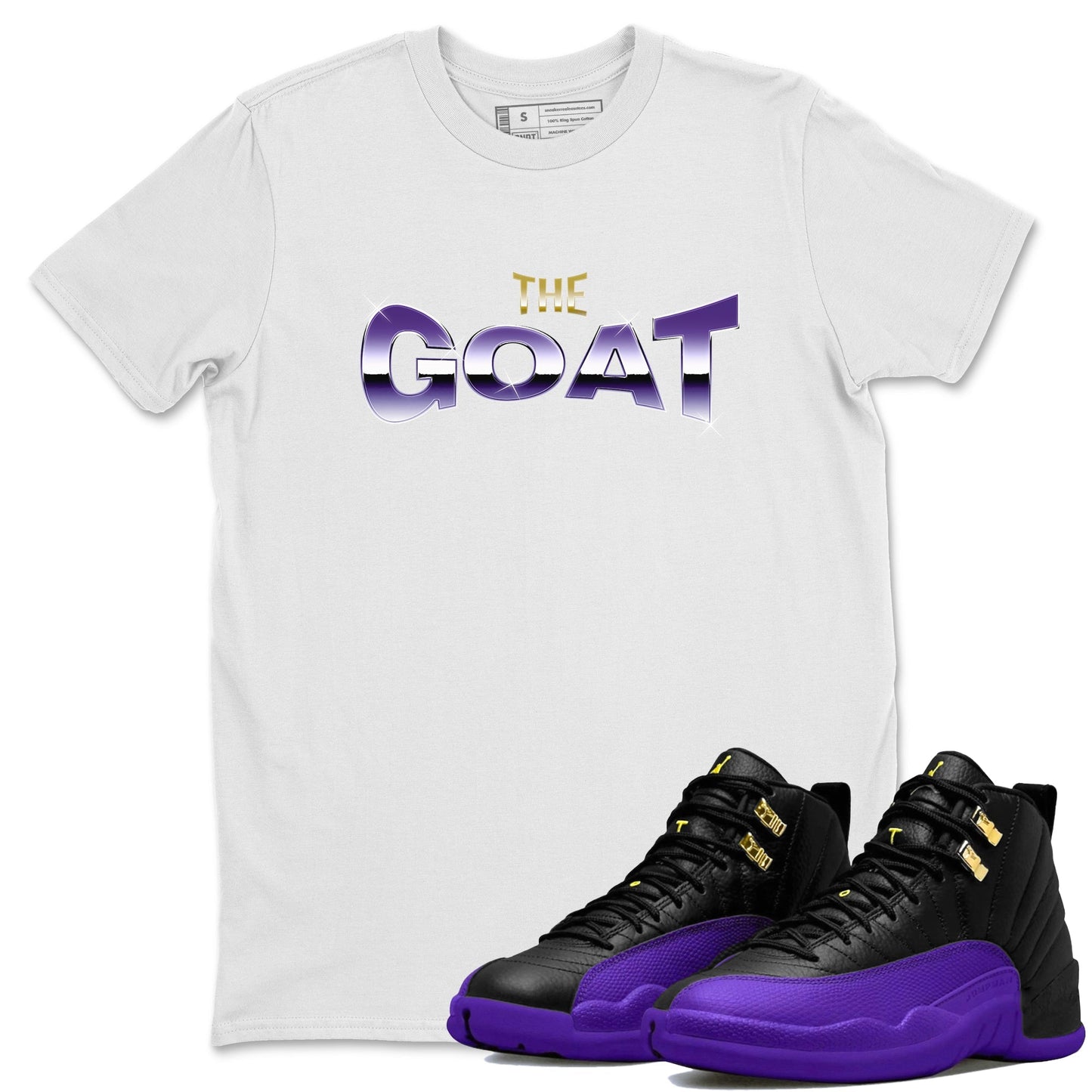 Air Jordan 12 Field Purple Sneaker Match Tees The Goat Sneaker Tees AJ12 Field Purple Sneaker Release Tees Unisex Shirts White 1