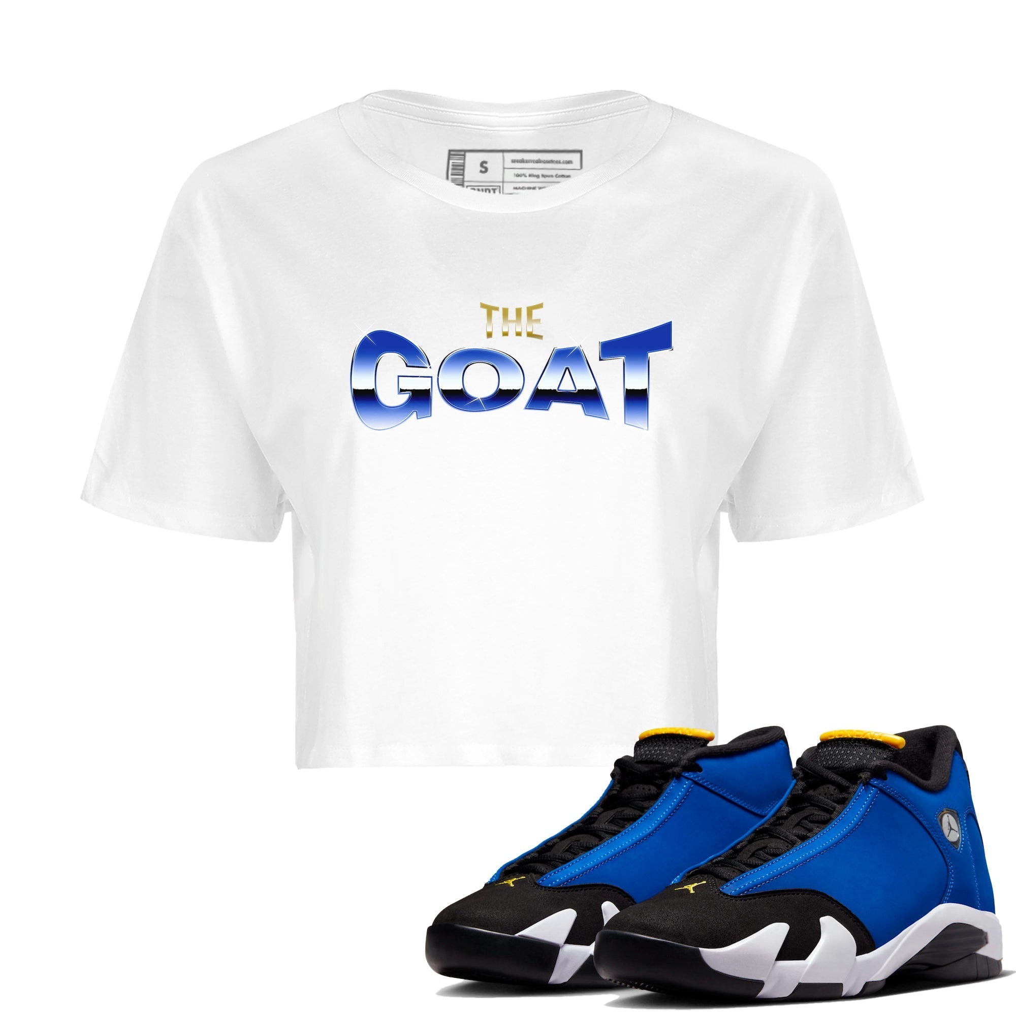 Air Jordan 14 Laney Sneaker Match Tees The Goat Streetwear Sneaker Shirt AJ14 Laney Sneaker Release Tees Women's Shirts White 1