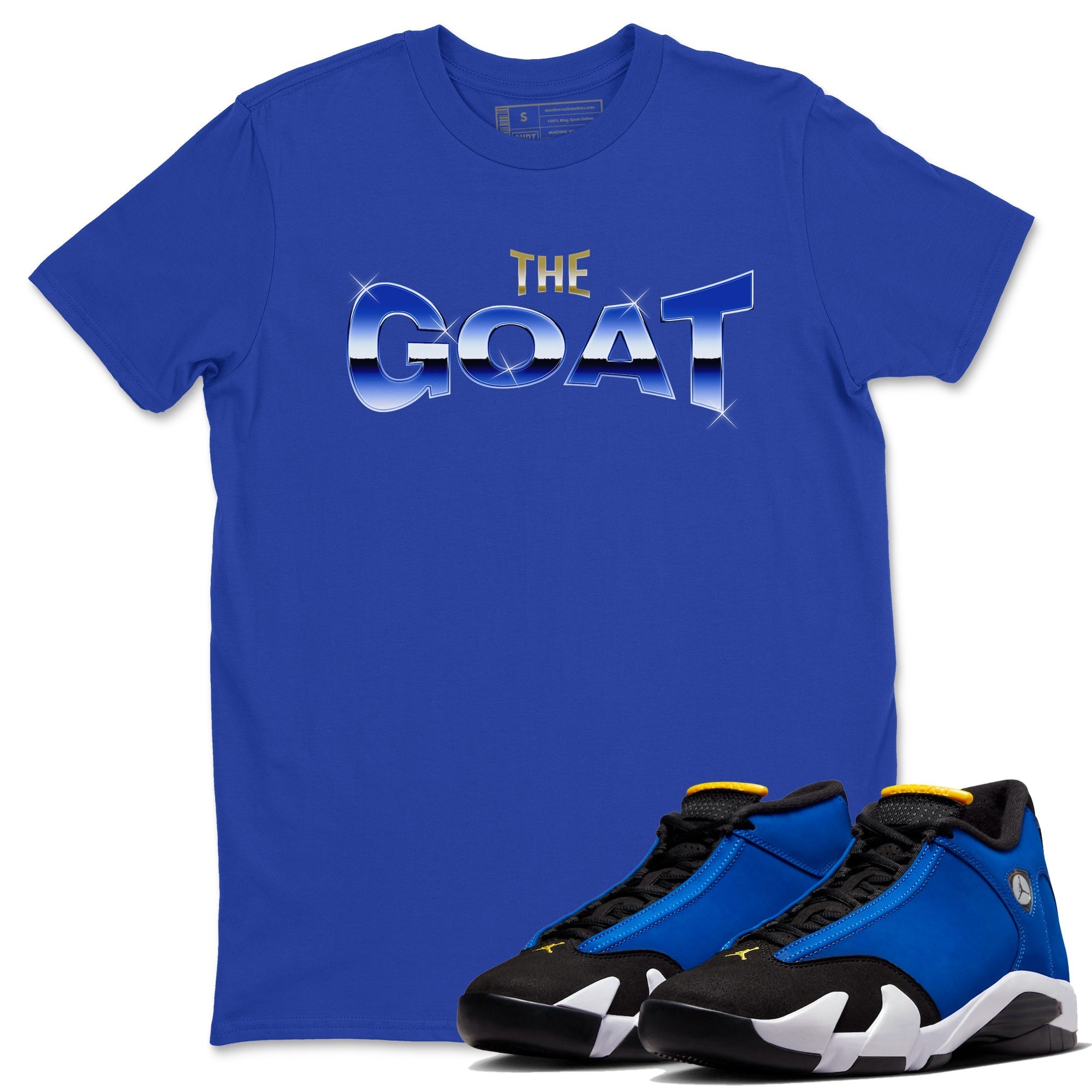 Air Jordan 14 Laney Sneaker Match Tees The Goat Streetwear Sneaker Shirt AJ14 Laney Sneaker Release Tees Unisex Shirts Royal Blue 1