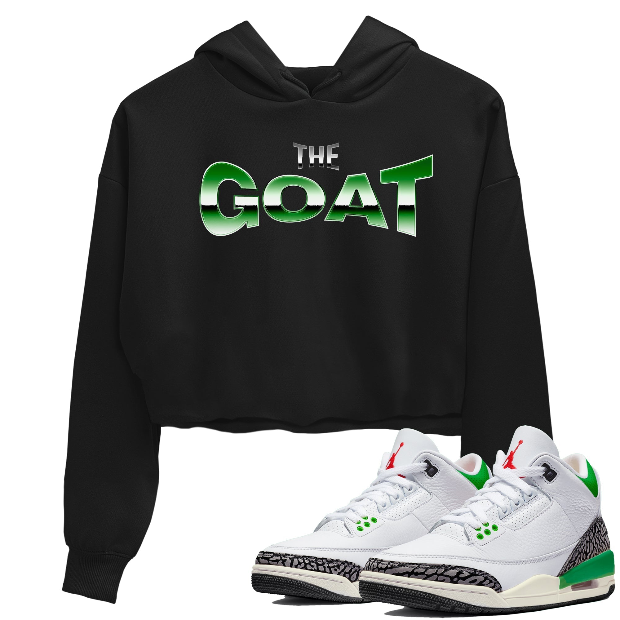 Air Jordan 3 Lucky Green Sneaker Tees Drip Gear Zone The GOAT Sneaker Tees AJ3 Lucky Green Shirt Women's Shirts Black 1