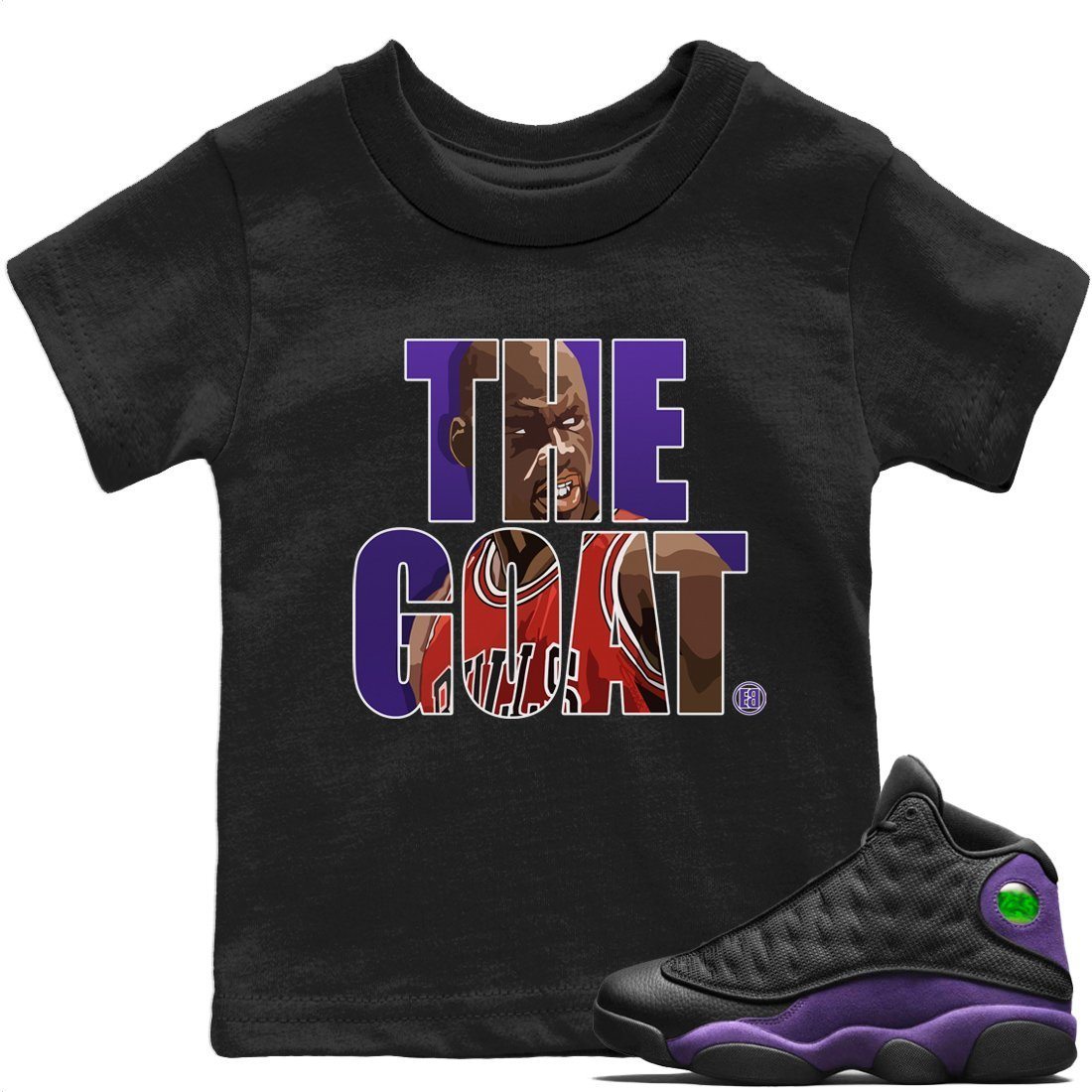 Jordan 13 Court Purple Sneaker Tees Drip Gear Zone The Goat Sneaker Tees Jordan 13 Court Purple Shirt Kids Shirts