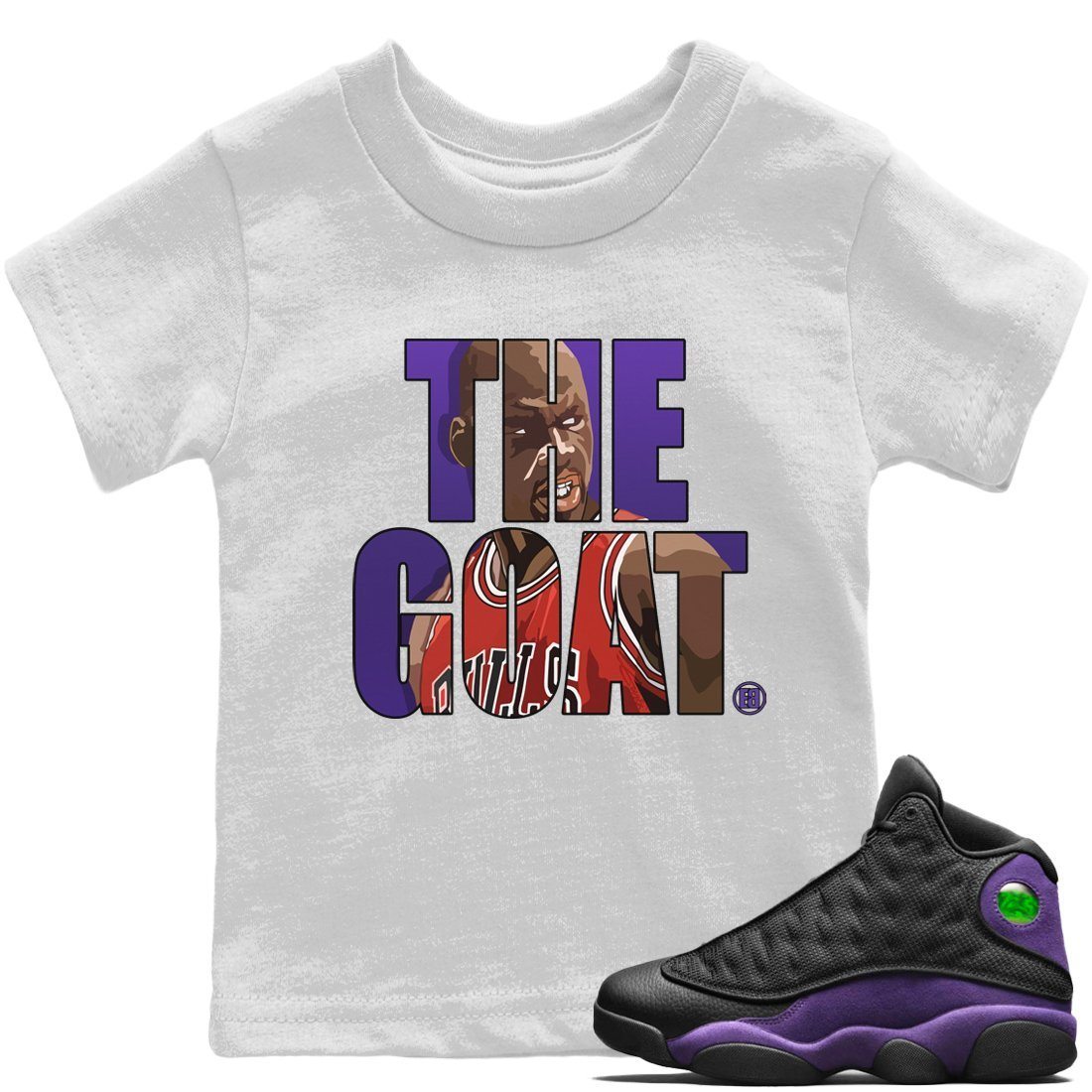 Jordan 13 Court Purple Sneaker Tees Drip Gear Zone The Goat Sneaker Tees Jordan 13 Court Purple Shirt Kids Shirts