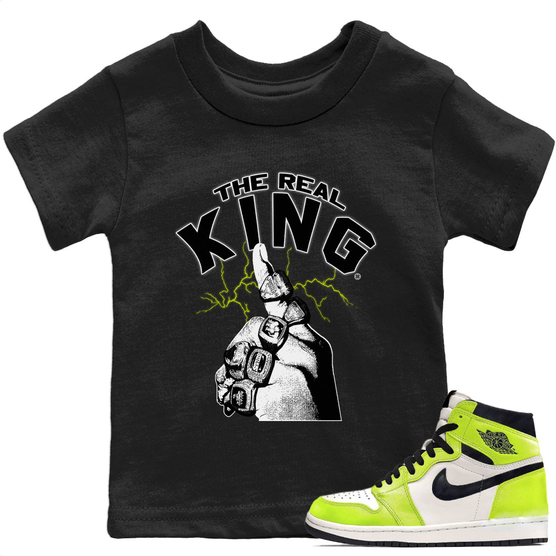 Jordan 1 Visionaire Sneaker Matching T-Shirt The Real King Sneaker Tees Jordan 1 Visionaire Sneaker Release Tees Kids Shirts