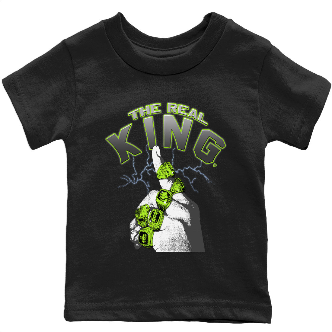 Jordan 5 Green Bean Sneaker Matching T-Shirt The Real King Sneaker Tees Jordan 5 Green Bean Sneaker Release Tees Kids Shirts