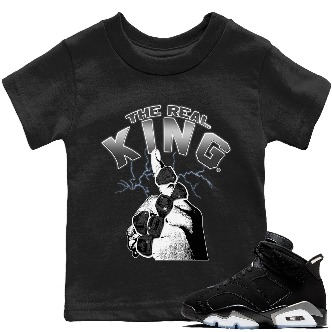 Jordan 6 Chrome Sneaker Matching T-Shirt The Real King Sneaker Tees Jordan 6 Chrome Sneaker Release Tees Kids Shirts