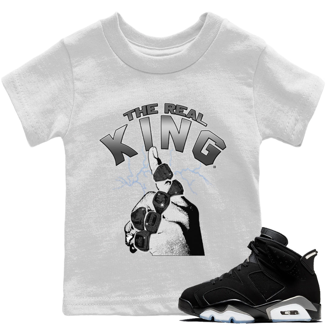 Jordan 6 Chrome Sneaker Matching T-Shirt The Real King Sneaker Tees Jordan 6 Chrome Sneaker Release Tees Kids Shirts
