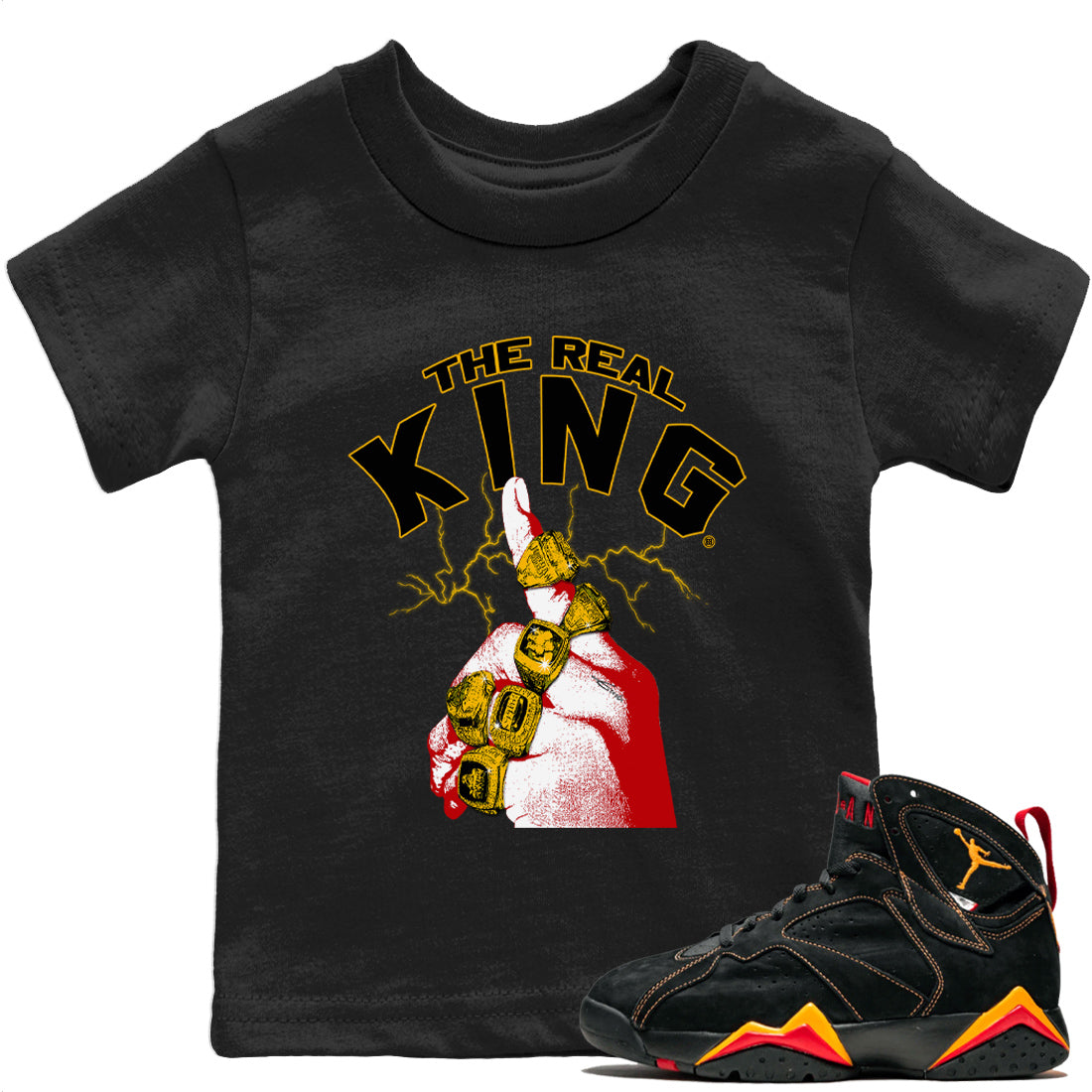 Jordan 7 Citrus Shirt To Match Jordans The Real King Sneaker Tees Jordan 7 Citrus Drip Gear Zone Sneaker Matching Clothing Kids Shirts