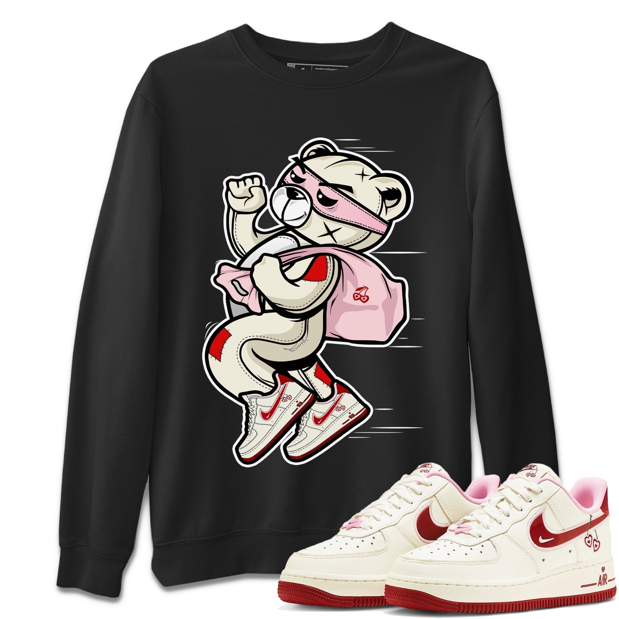 Air Force 1 Valentines Day Sneaker Match Tees Thief Bear Sneaker Tees Air Force 1 Valentines Day Jordan to match sneaker T-Shirt Crew Neck Shirts