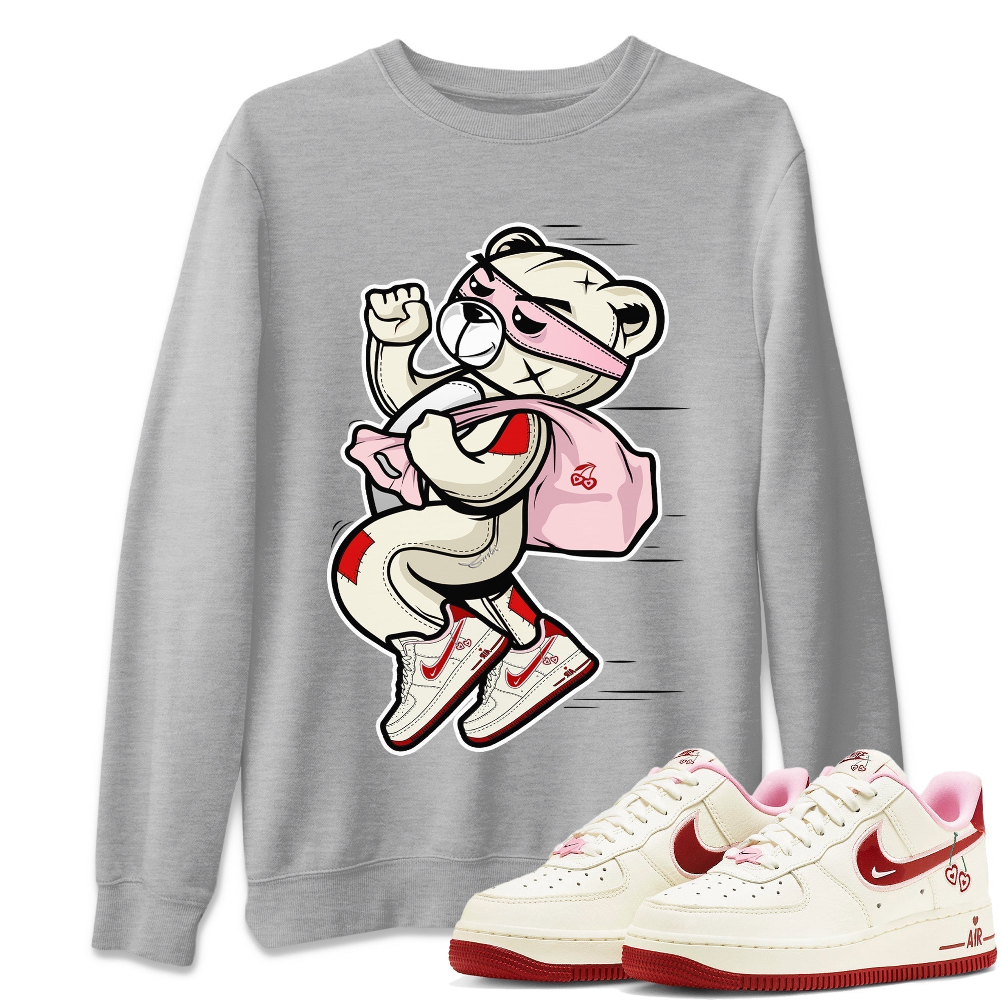 Air Force 1 Valentines Day Sneaker Match Tees Thief Bear Sneaker Tees Air Force 1 Valentines Day Jordan to match sneaker T-Shirt Crew Neck Shirts