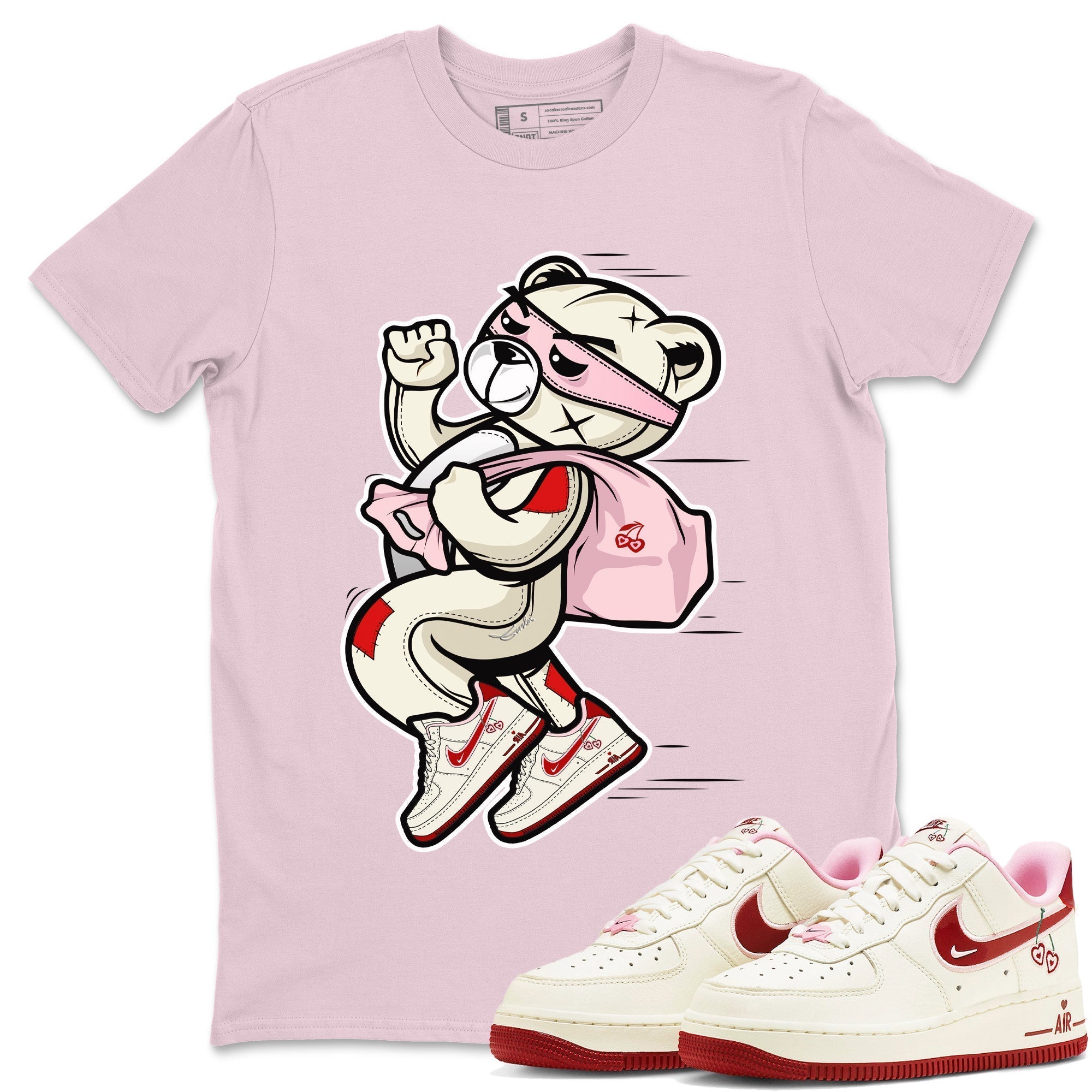 Air Force 1 Valentines Day Sneaker Match Tees Thief Bear Sneaker Tees Air Force 1 Valentines Day Jordan to match sneaker T-Shirt Crew Neck Shirts