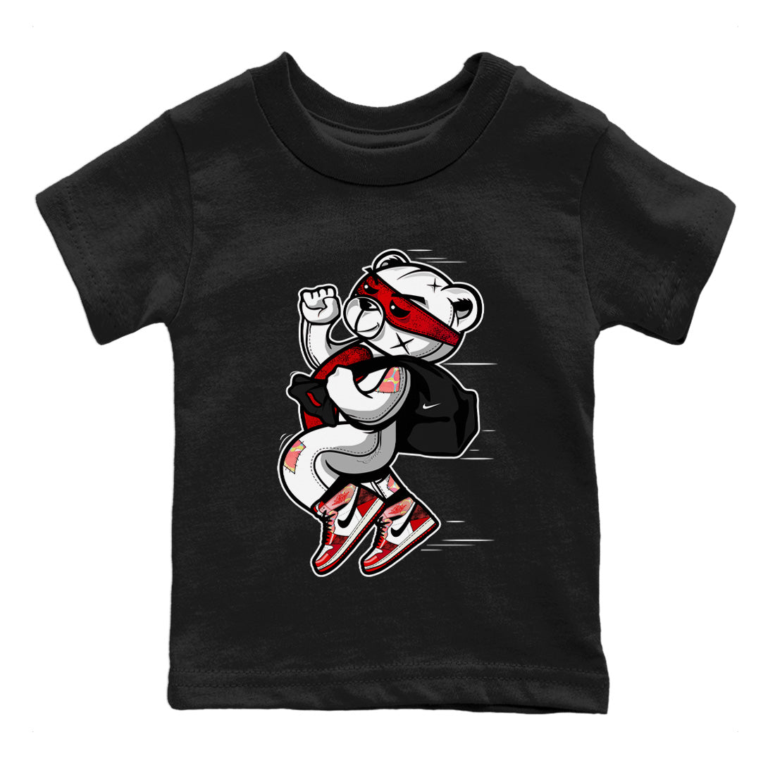 Air Jordan 1 Spider Man Sneaker Match Tees Thief Bear Sneaker Release Tees Spider-Man: Across the Spider-Verse x Air Jordan 1 Sneaker Release Tees Kids Shirts Black 2