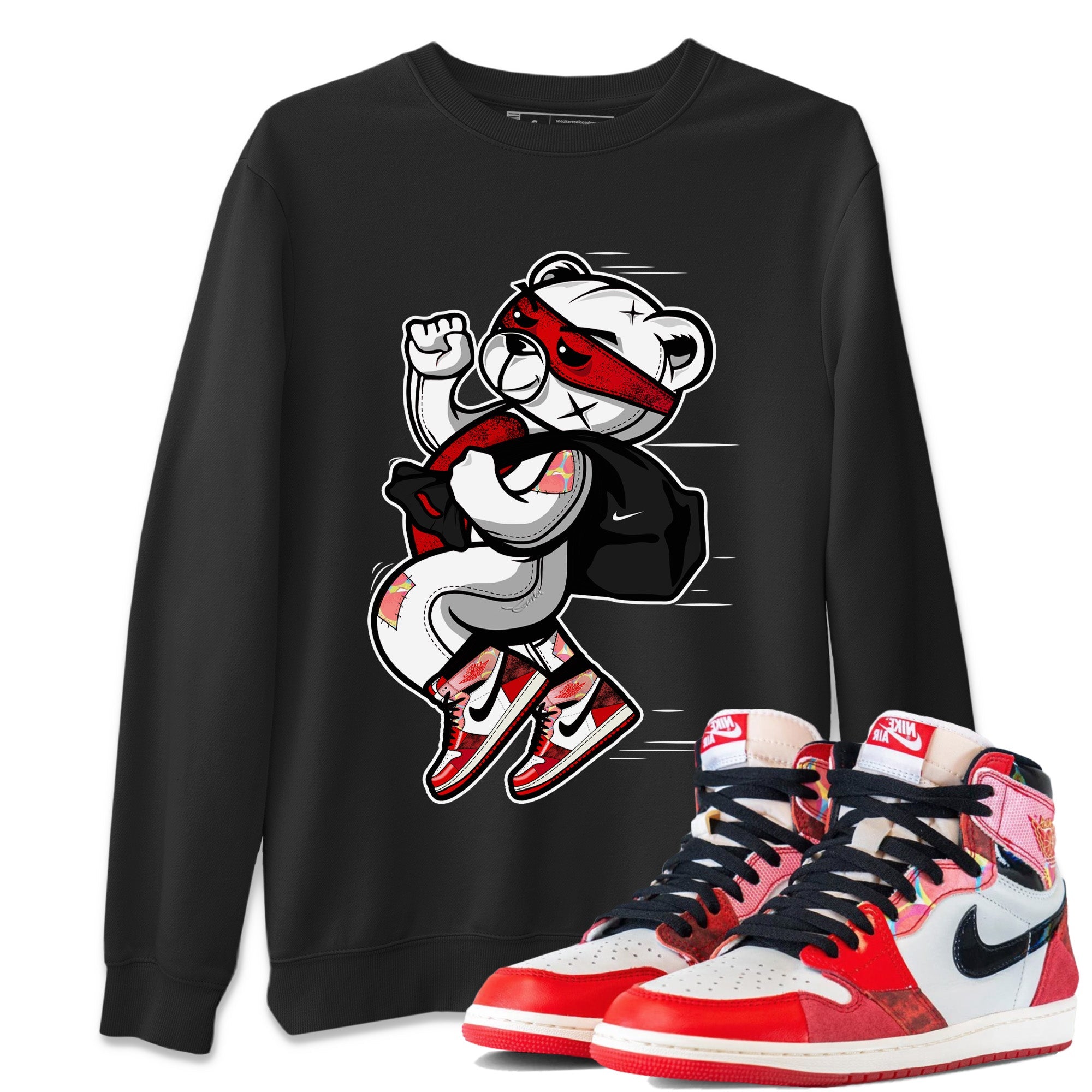 Air Jordan 1 Spider Man Sneaker Match Tees Thief Bear Sneaker Release Tees Spider-Man: Across the Spider-Verse x Air Jordan 1 Sneaker Release Tees Unisex Shirts Black 1