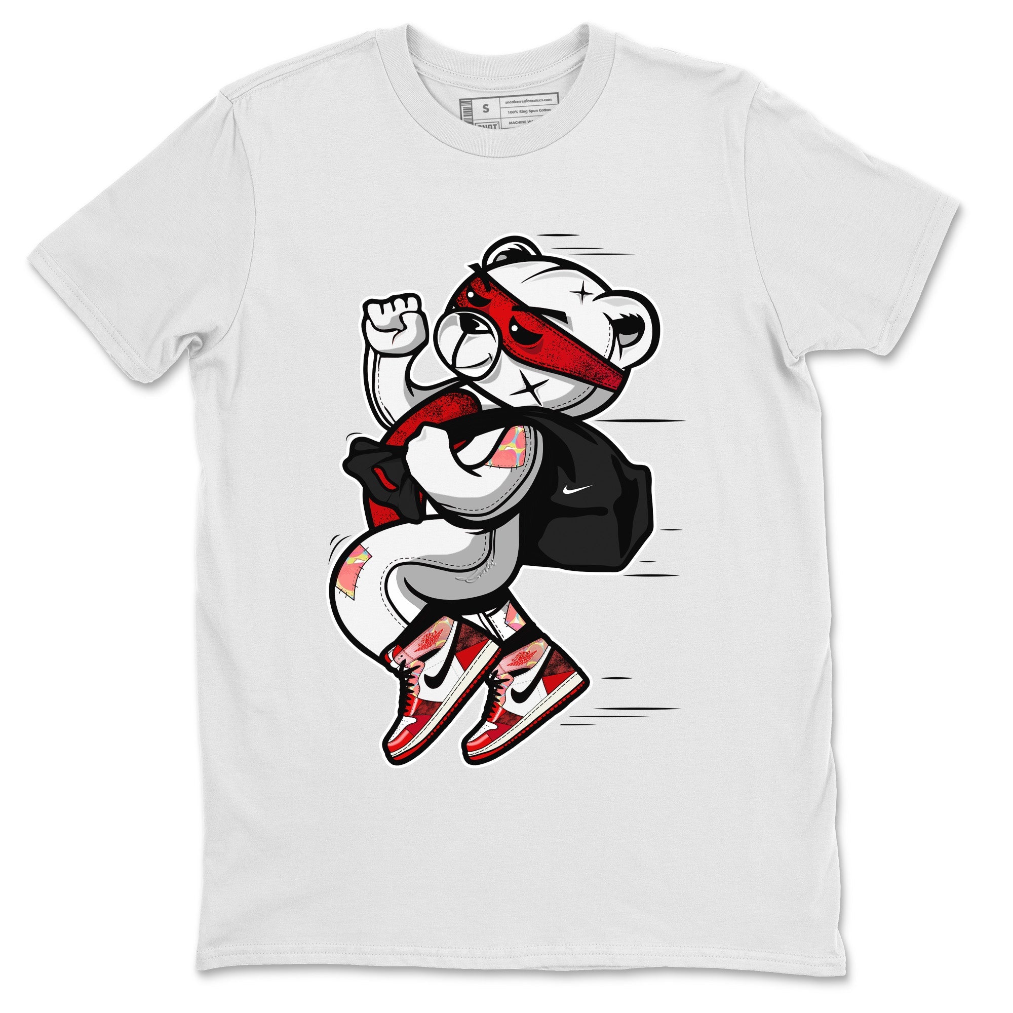 Air Jordan 1 Spider Man Sneaker Match Tees Thief Bear Sneaker Release Tees Spider-Man: Across the Spider-Verse x Air Jordan 1 Sneaker Release Tees Unisex Shirts White 2