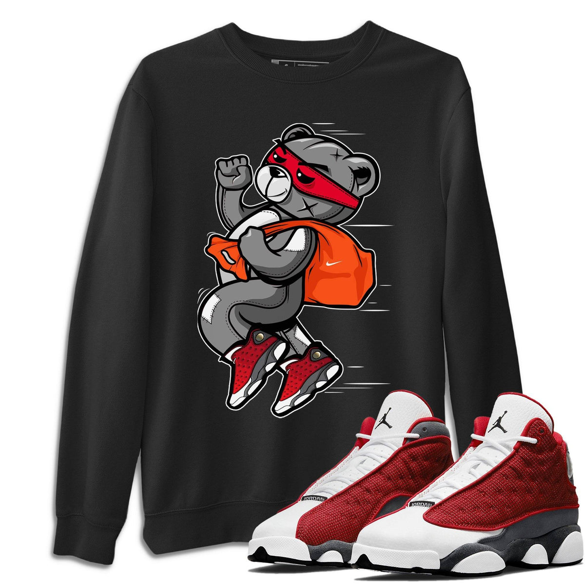 Jordan 13 Red Flint Shirt To Match Jordans Thief Bear Sneaker Tees Jordan 13 Red Flint Drip Gear Zone Sneaker Matching Clothing Unisex Shirts