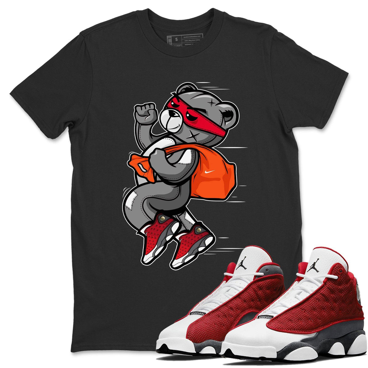 Jordan 13 Red Flint Shirt To Match Jordans Thief Bear Sneaker Tees Jordan 13 Red Flint Drip Gear Zone Sneaker Matching Clothing Unisex Shirts