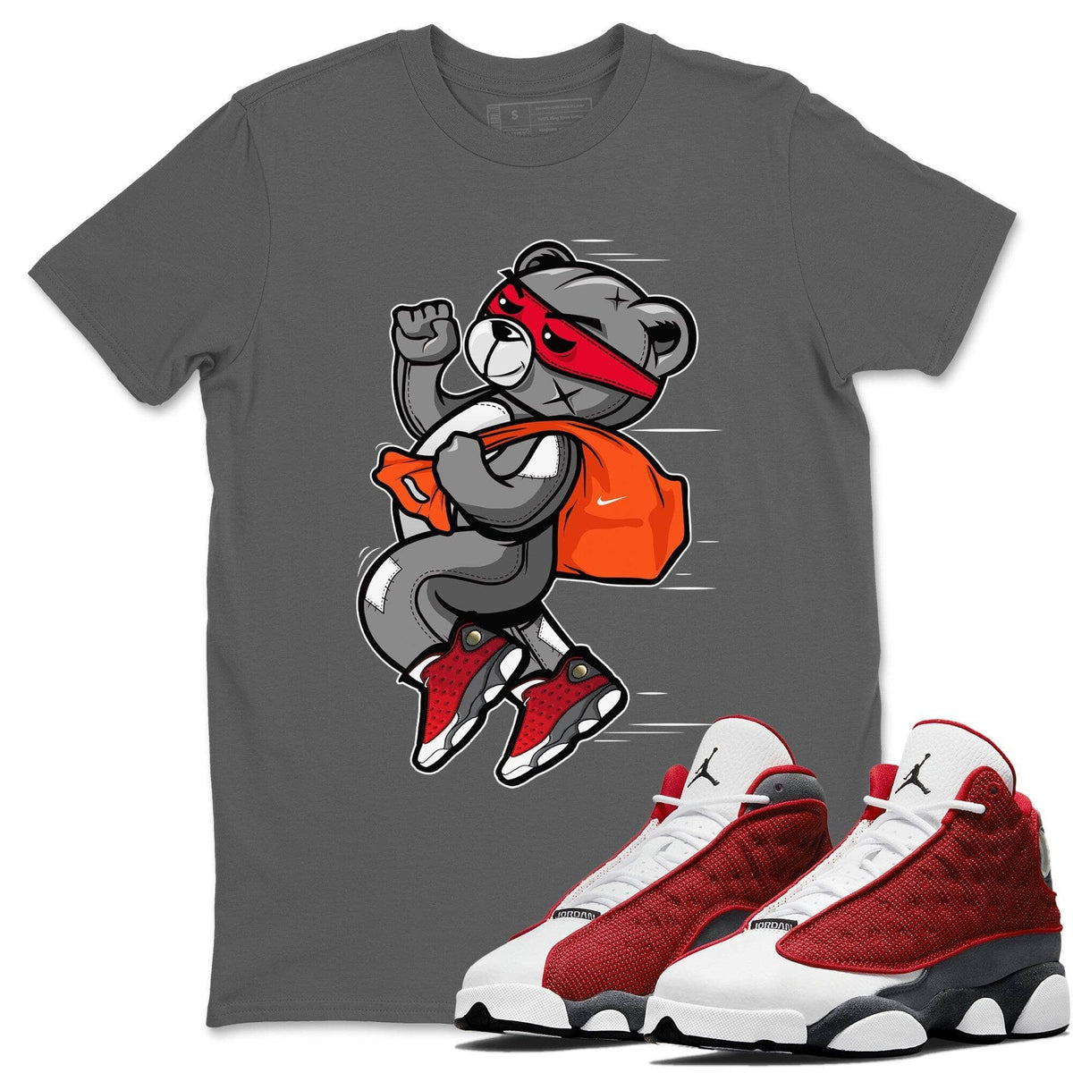 Jordan 13 Red Flint Shirt To Match Jordans Thief Bear Sneaker Tees Jordan 13 Red Flint Drip Gear Zone Sneaker Matching Clothing Unisex Shirts