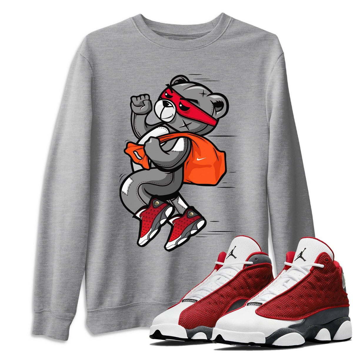 Jordan 13 Red Flint Shirt To Match Jordans Thief Bear Sneaker Tees Jordan 13 Red Flint Drip Gear Zone Sneaker Matching Clothing Unisex Shirts