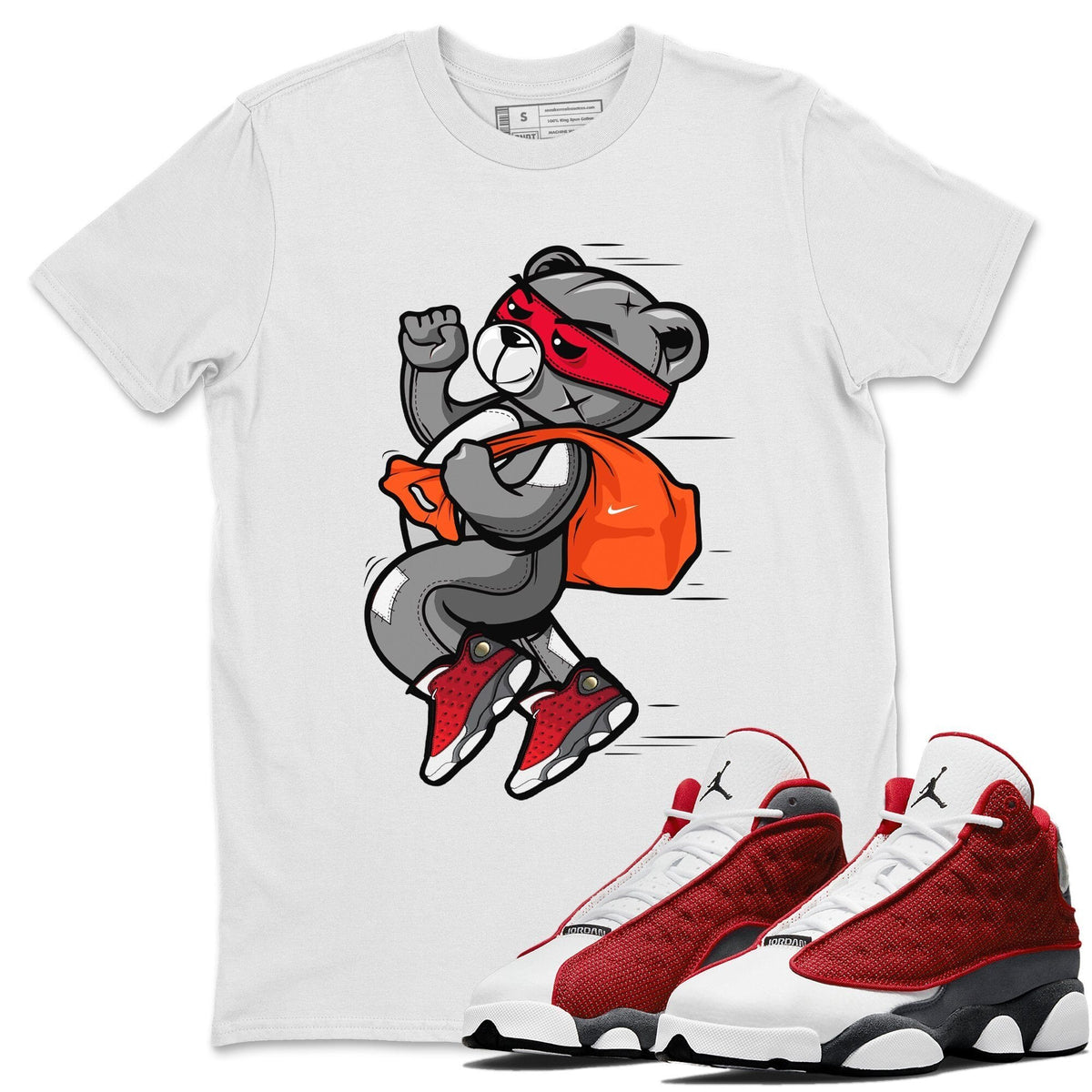 Jordan 13 Red Flint Shirt To Match Jordans Thief Bear Sneaker Tees Jordan 13 Red Flint Drip Gear Zone Sneaker Matching Clothing Unisex Shirts
