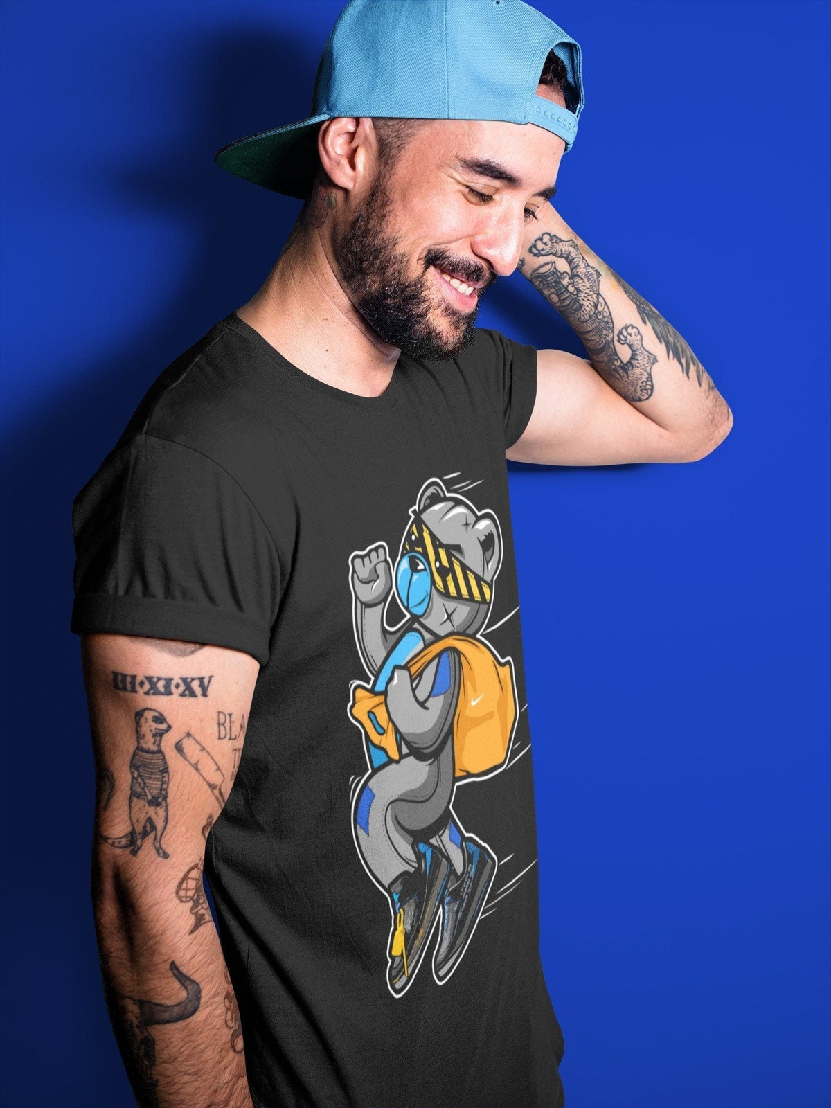 Jordan 2 OFF-WHITE Black Blue Shirt To Match Jordans Thief Bear Sneaker Tees Jordan 2 OFF-WHITE Black Blue Drip Gear Zone Sneaker Matching Clothing Unisex Shirts