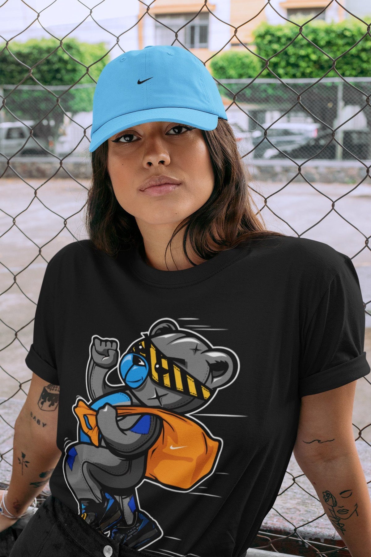Jordan 2 OFF-WHITE Black Blue Shirt To Match Jordans Thief Bear Sneaker Tees Jordan 2 OFF-WHITE Black Blue Drip Gear Zone Sneaker Matching Clothing Unisex Shirts