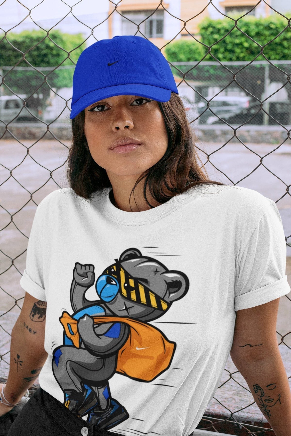 Jordan 2 OFF-WHITE Black Blue Shirt To Match Jordans Thief Bear Sneaker Tees Jordan 2 OFF-WHITE Black Blue Drip Gear Zone Sneaker Matching Clothing Unisex Shirts