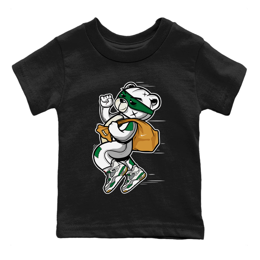 Air Jordan 4 Pine Green Thief Bear Baby and Kids Streetwear Sneaker Shirt Nike SB Air Jordan 4 Pine Green Kids Streetwear Sneaker Shirt Washing and Care Tip