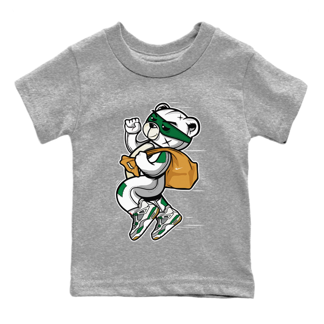 Air Jordan 4 Pine Green Sneaker Match Tees Thief Bear Streetwear Sneaker Shirt Nike SB Air Jordan 4 Pine Green Sneaker Release Tees Kids Shirts Heather Grey 2
